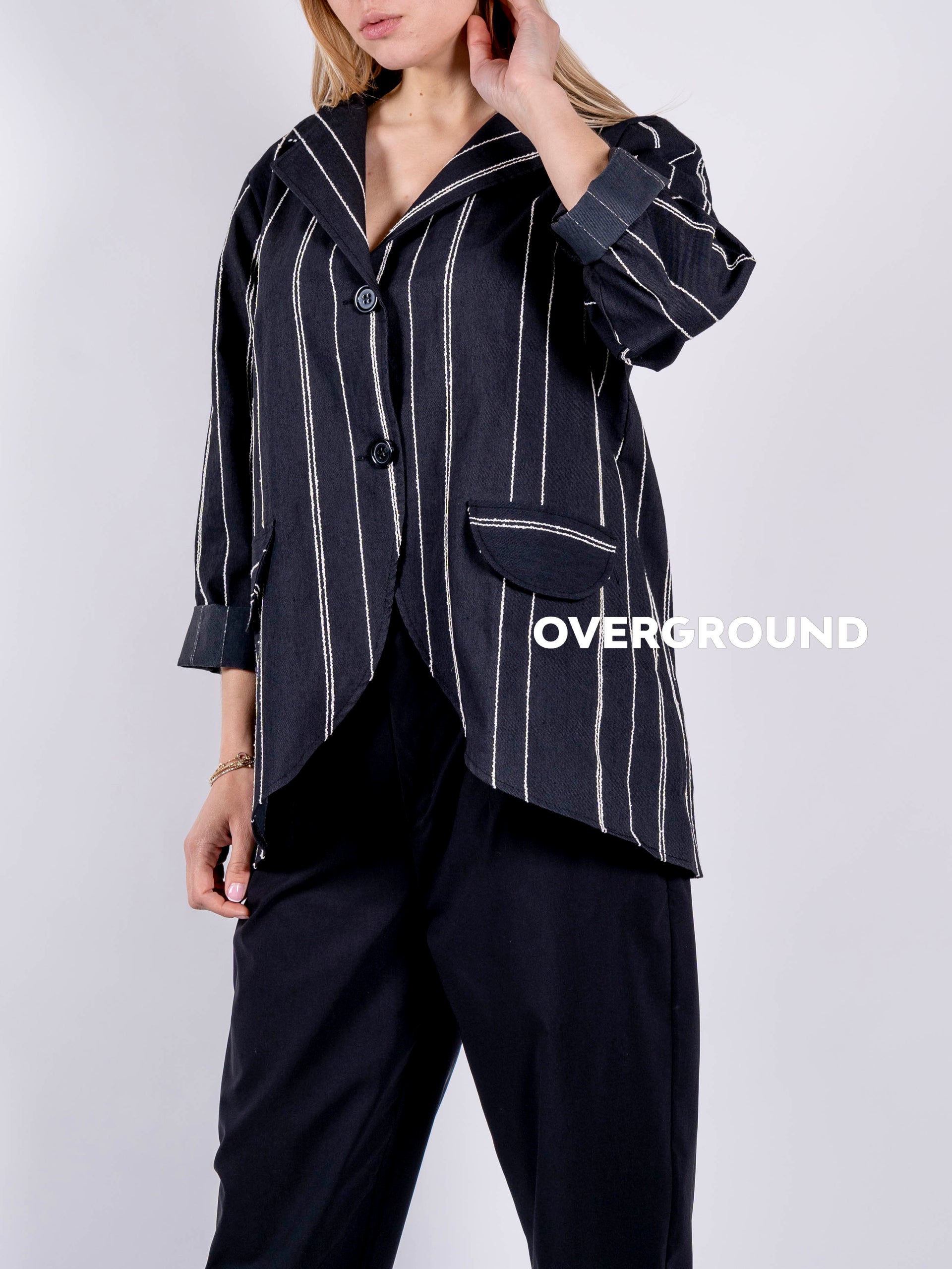 GIACCA RIGATA OVER CON DUE BOTTONI - OVERGROUND STORE