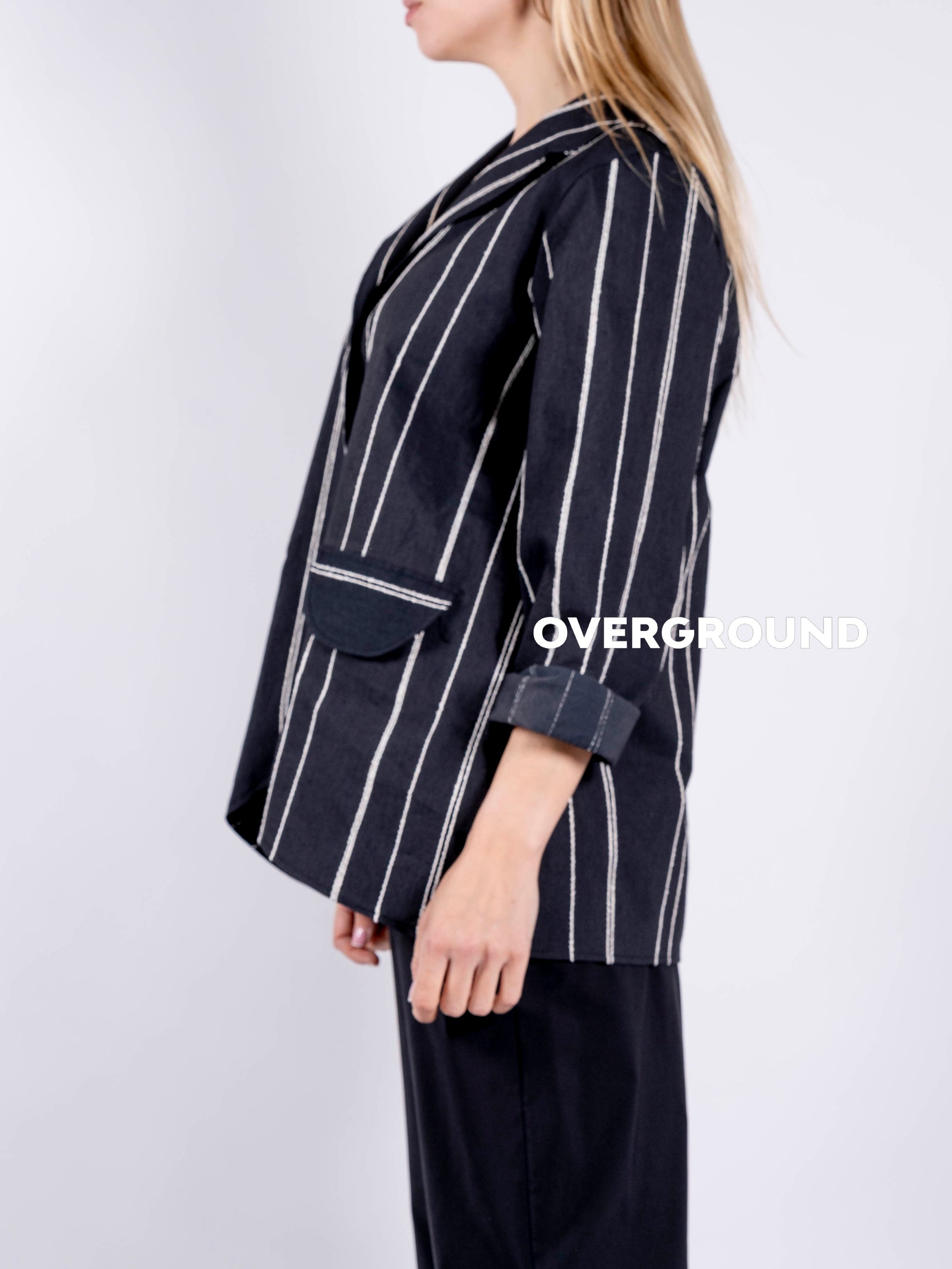 GIACCA RIGATA OVER CON DUE BOTTONI - OVERGROUND STORE