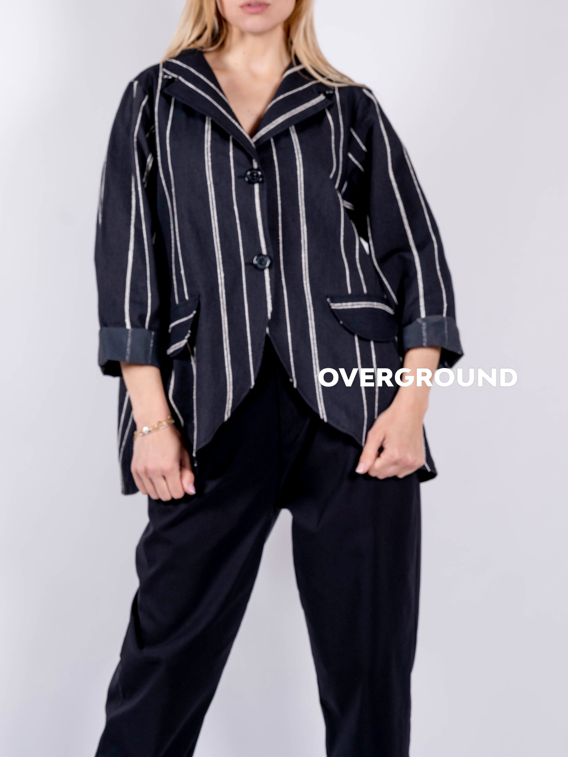 GIACCA RIGATA OVER CON DUE BOTTONI - OVERGROUND STORE
