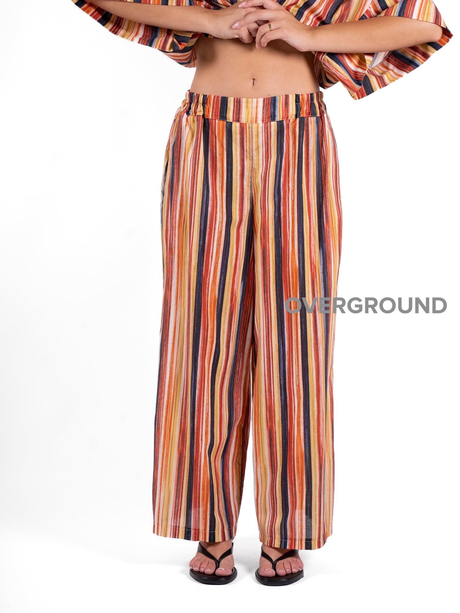 PANTALONE OVER GAMBULE LARGO RIGATO - OVERGROUND STORE