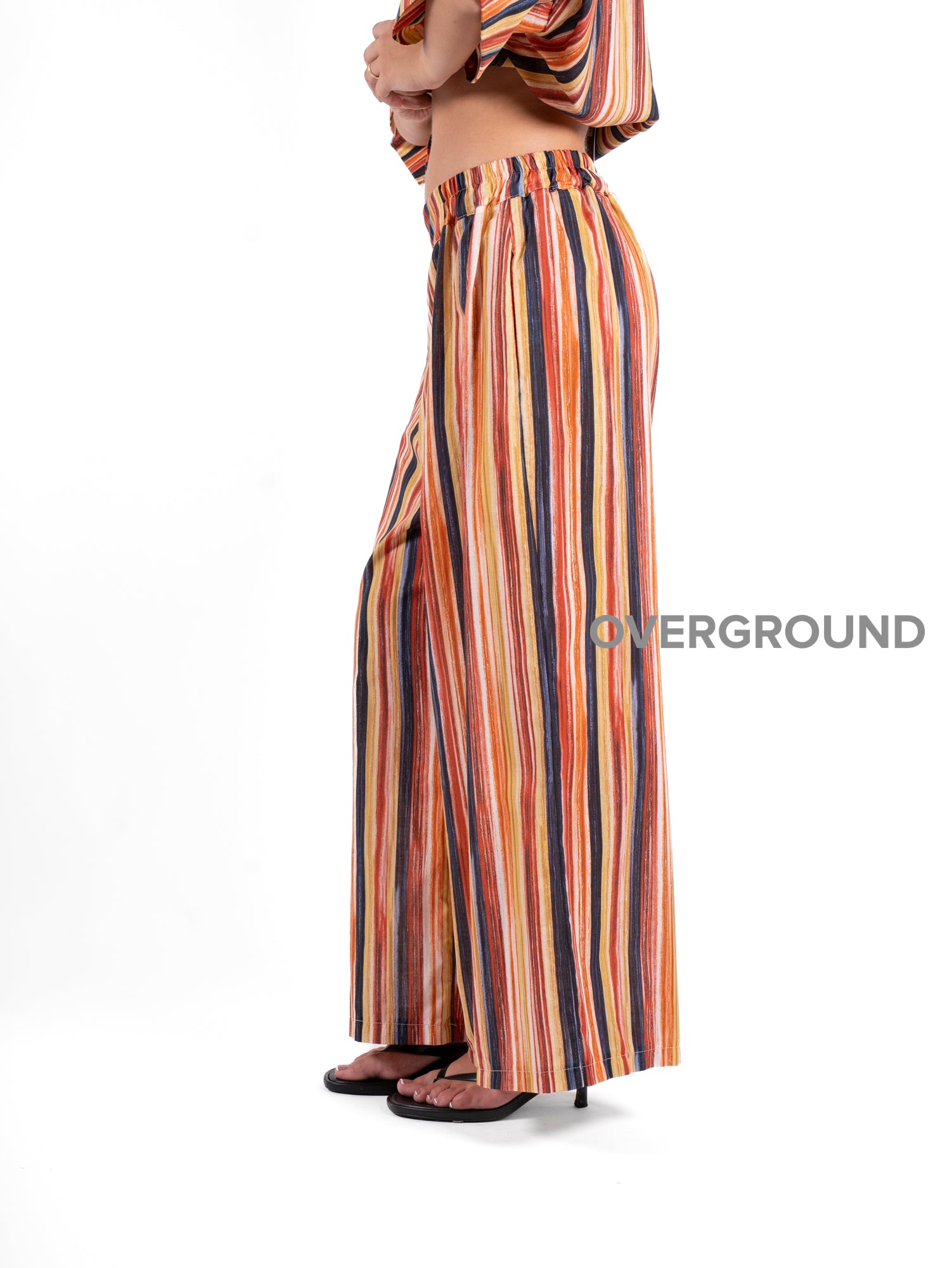 PANTALONE OVER GAMBULE LARGO RIGATO - OVERGROUND STORE