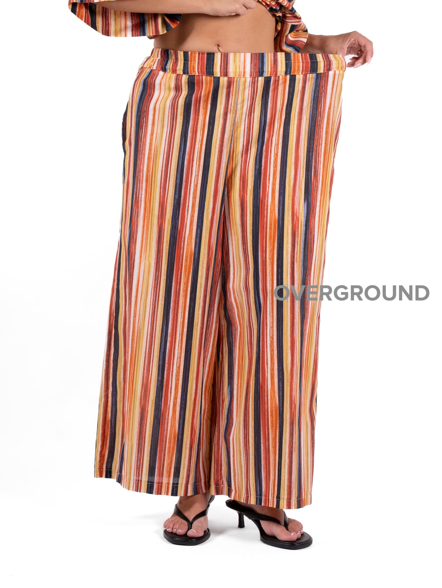 PANTALONE OVER GAMBULE LARGO RIGATO - OVERGROUND STORE