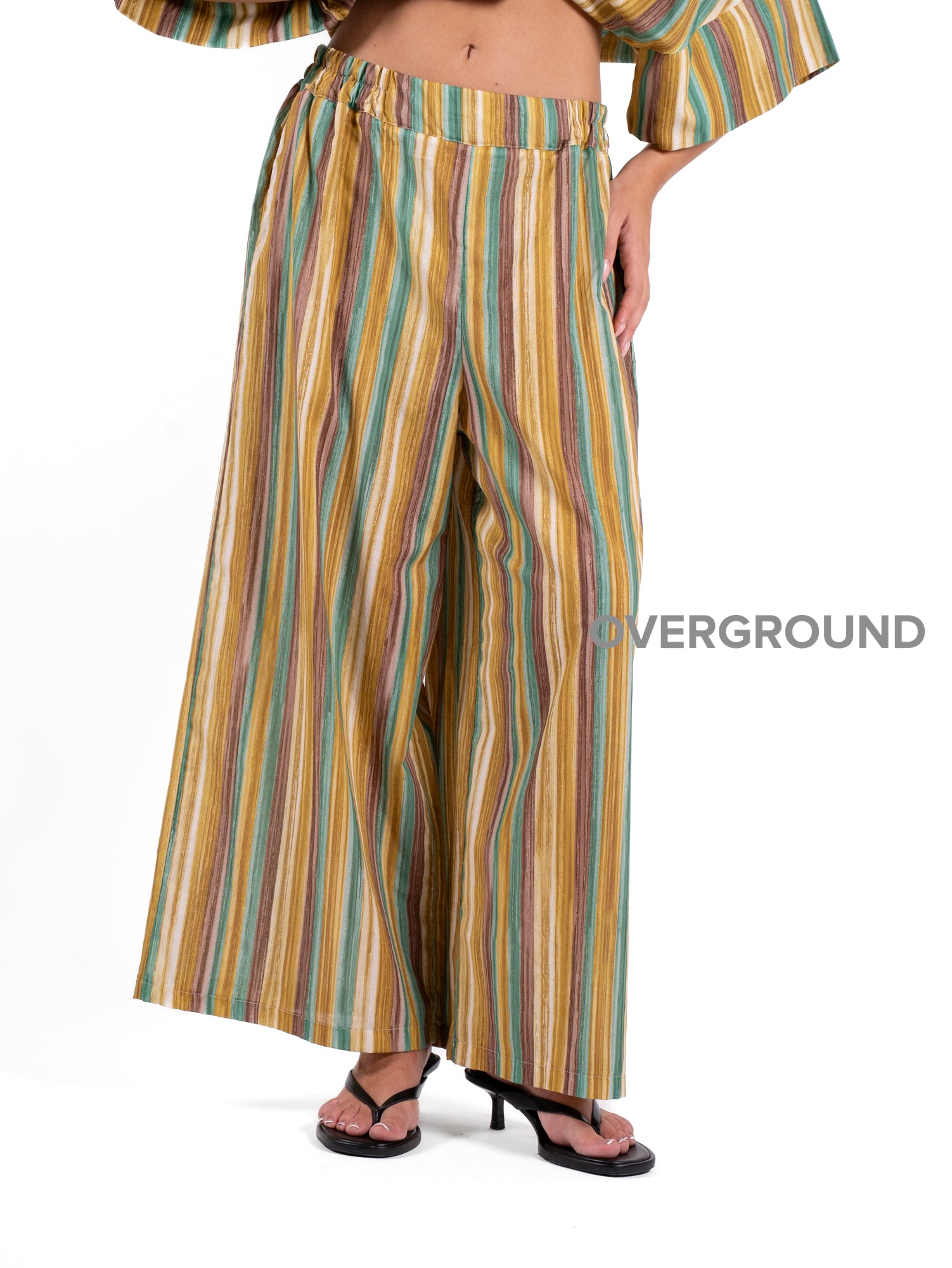 PANTALONE OVER GAMBULE LARGO RIGATO - OVERGROUND STORE