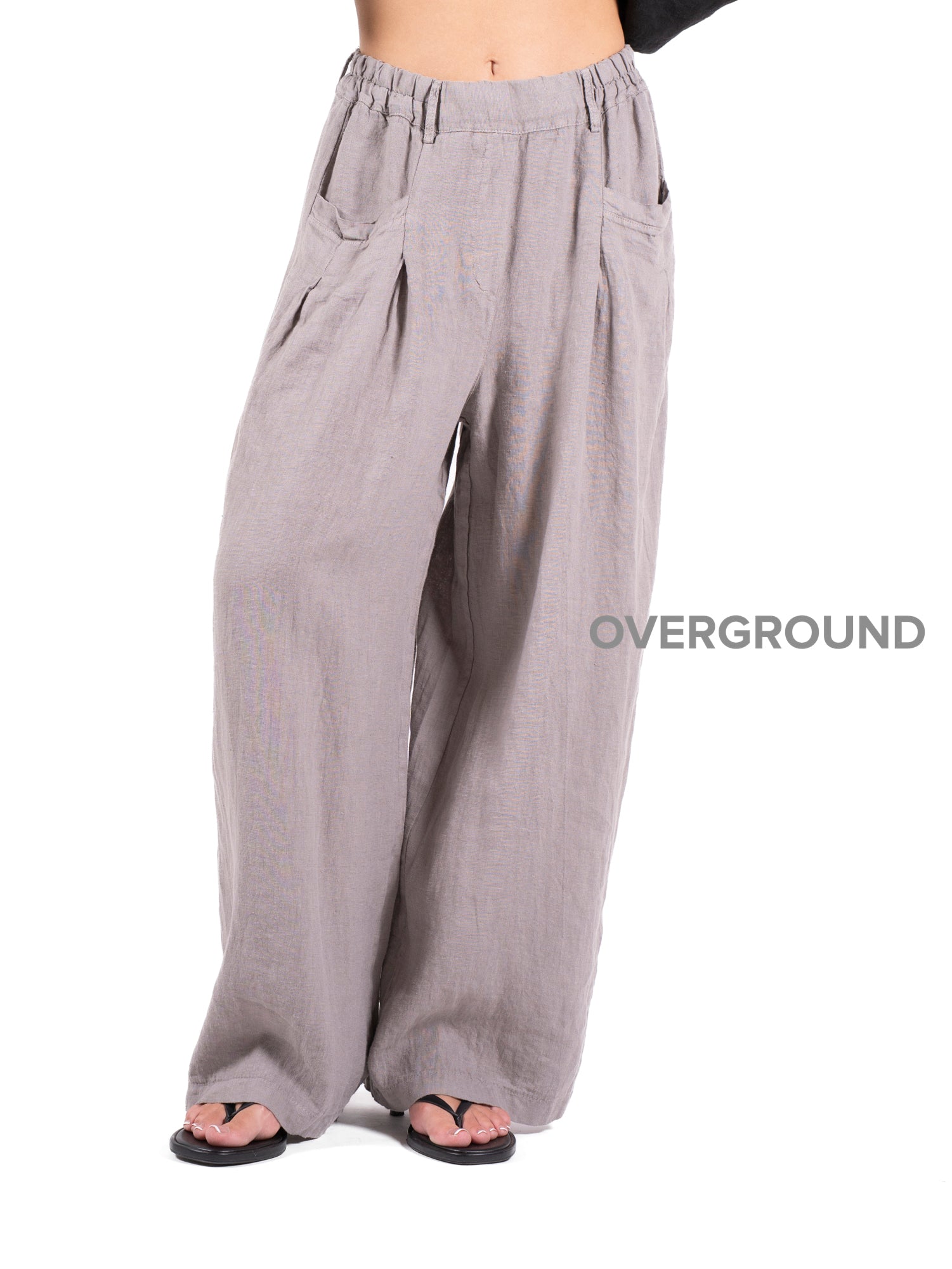 PANTALONE LINO OVER CON TASCHE DAVANTI - OVERGROUND STORE