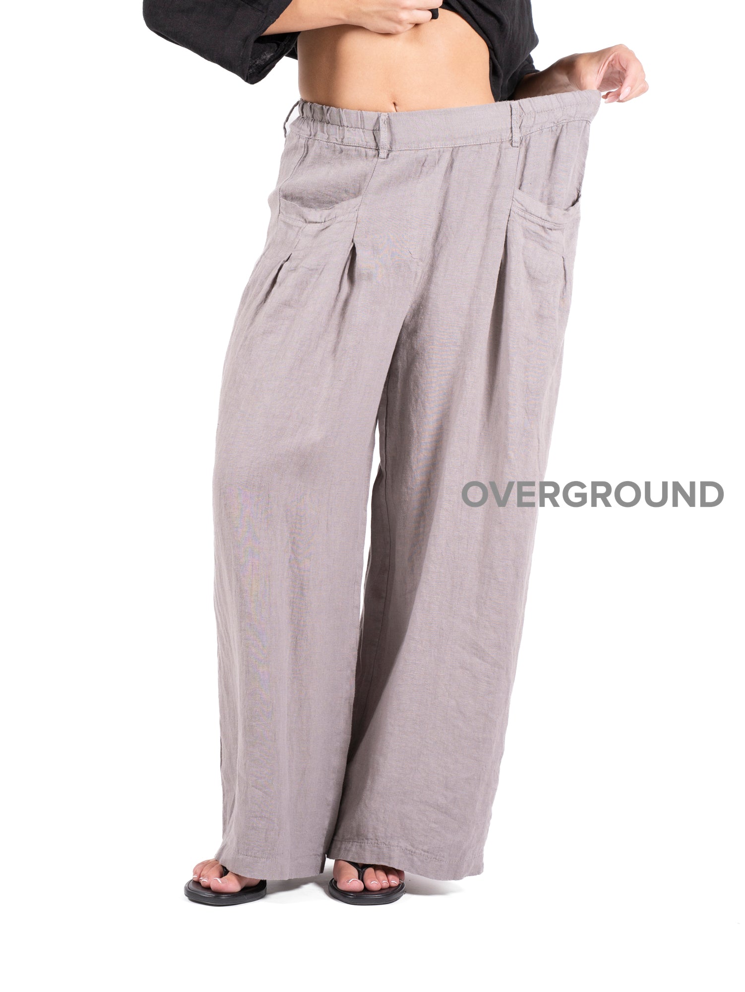 PANTALONE LINO OVER CON TASCHE DAVANTI - OVERGROUND STORE