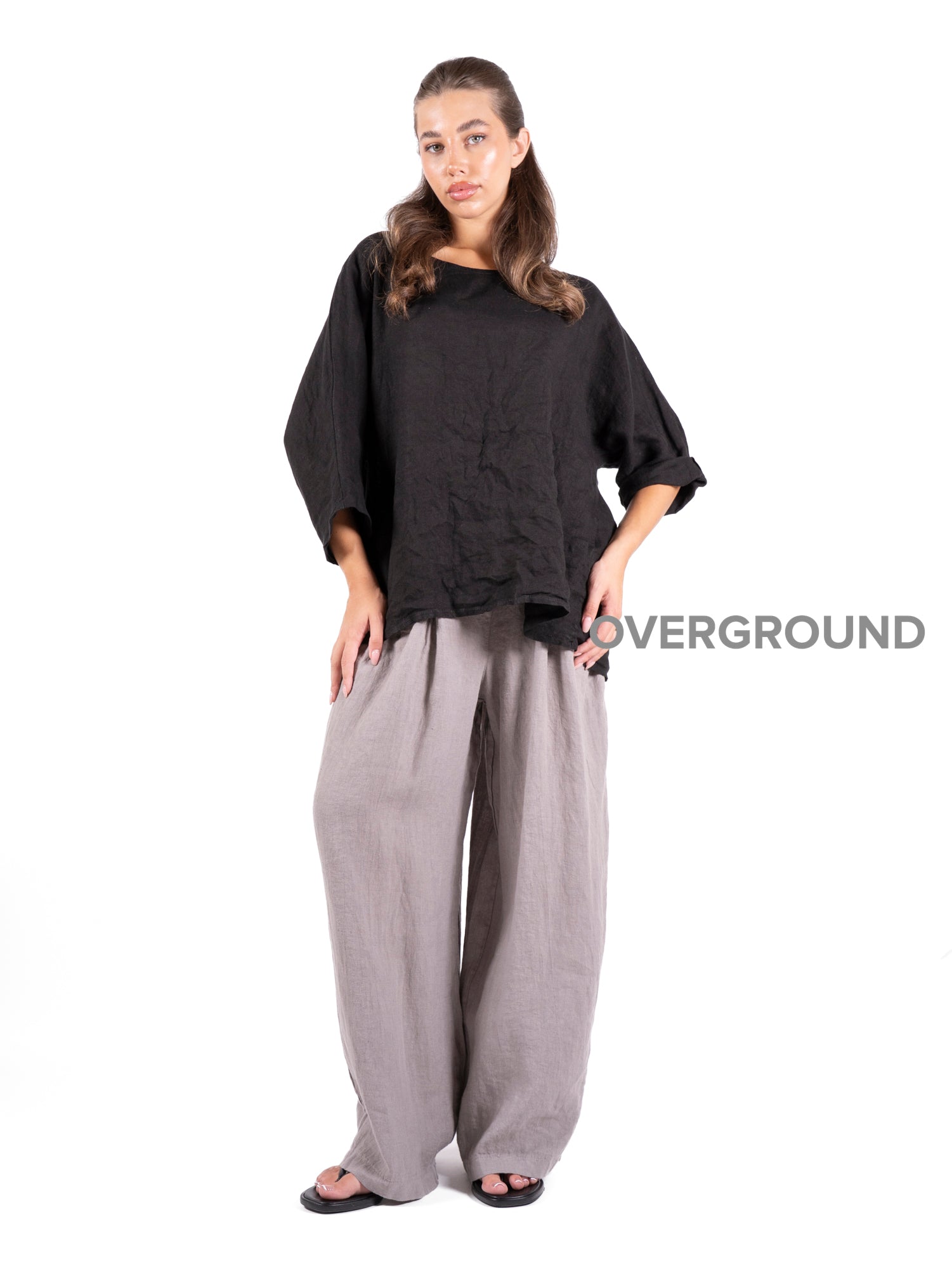 PANTALONE LINO OVER CON TASCHE DAVANTI - OVERGROUND STORE