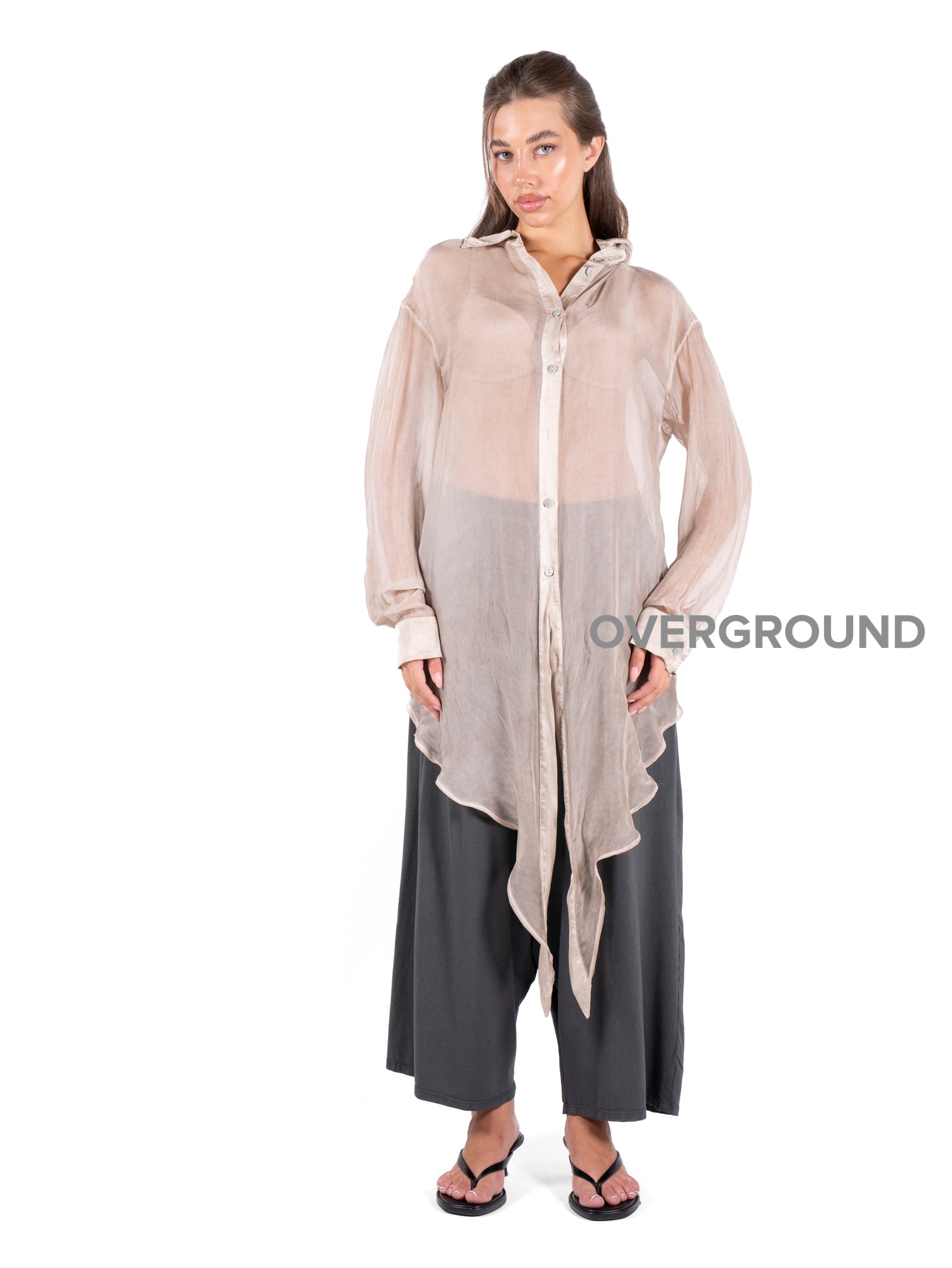 CAMICIA LUNGA OVER VELATA - OVERGROUND STORE