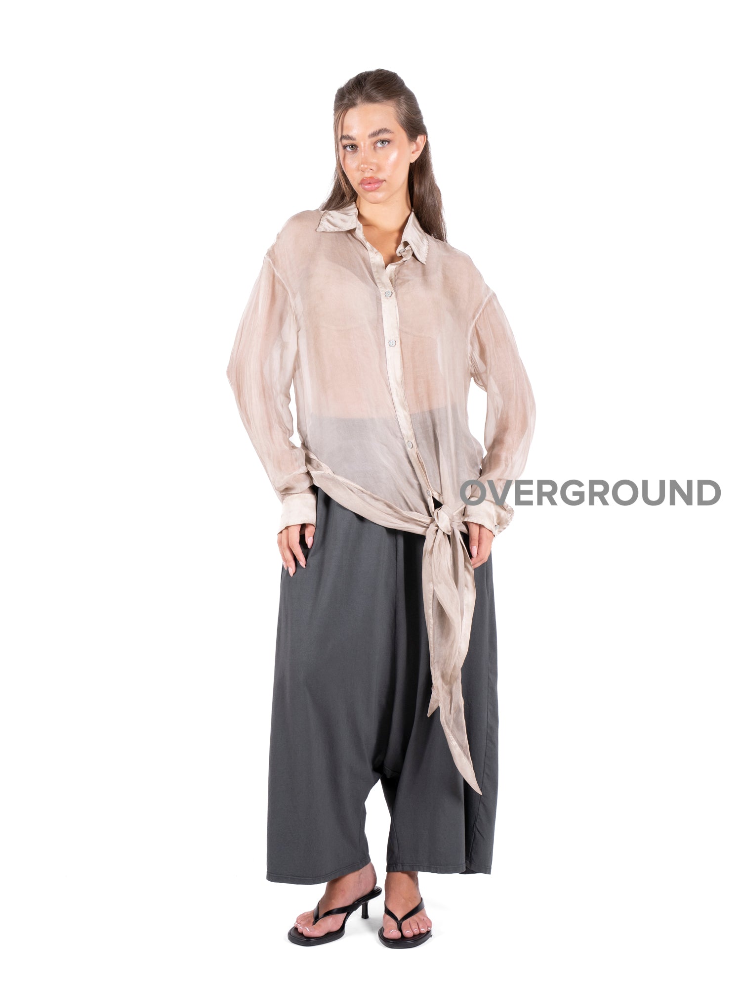 CAMICIA LUNGA OVER VELATA - OVERGROUND STORE