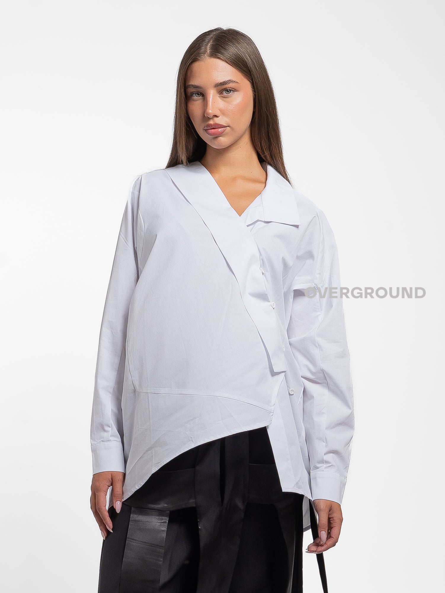 CAMICIA LARGA ASIMMETRICA COLLO SCIALLATO - OVERGROUND STORE