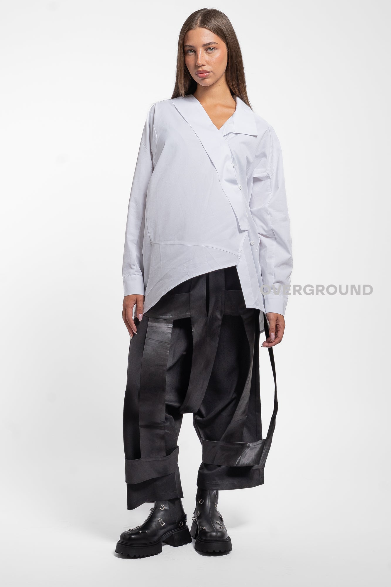 CAMICIA LARGA ASIMMETRICA COLLO SCIALLATO - OVERGROUND STORE