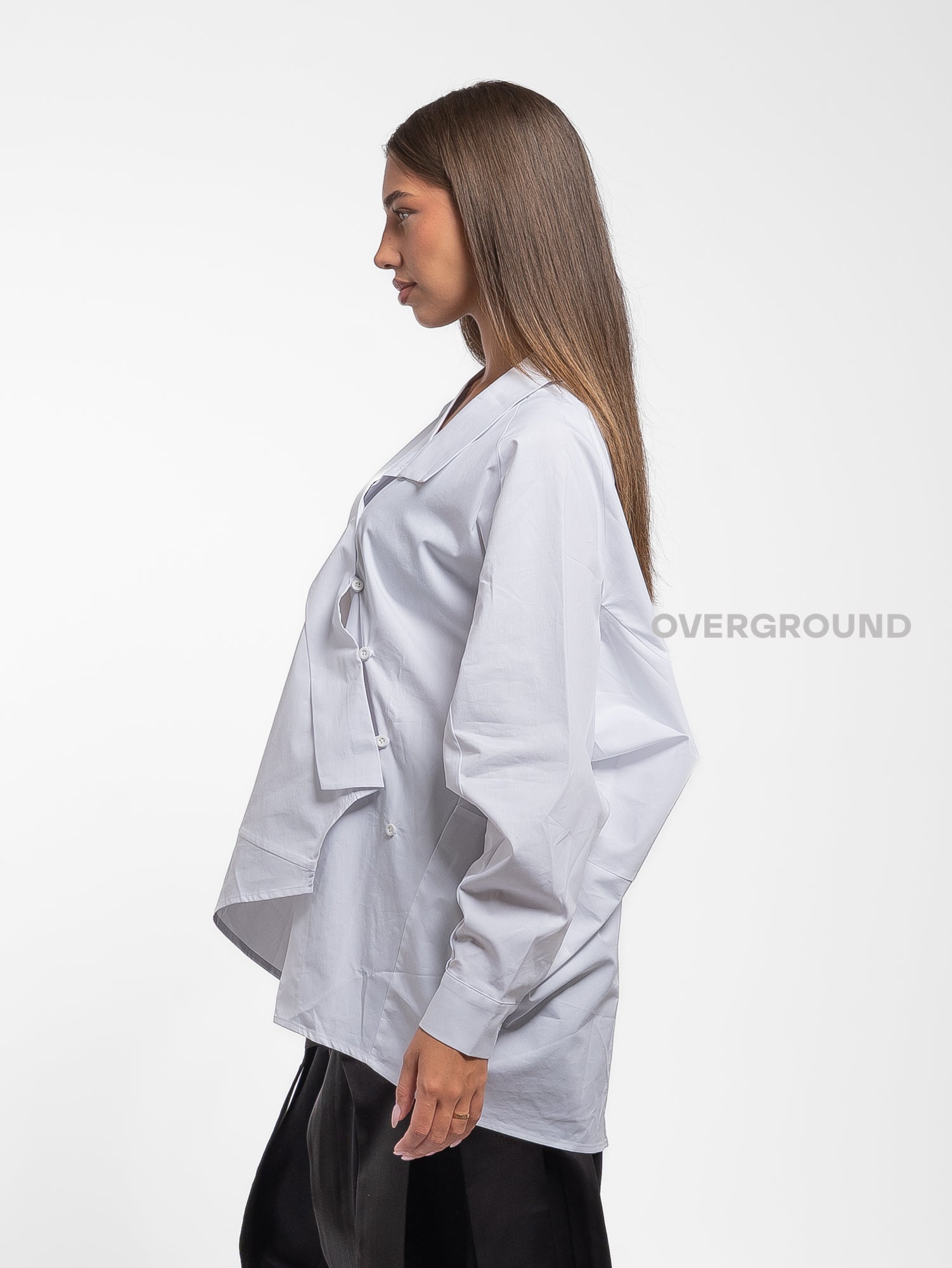 CAMICIA LARGA ASIMMETRICA COLLO SCIALLATO - OVERGROUND STORE