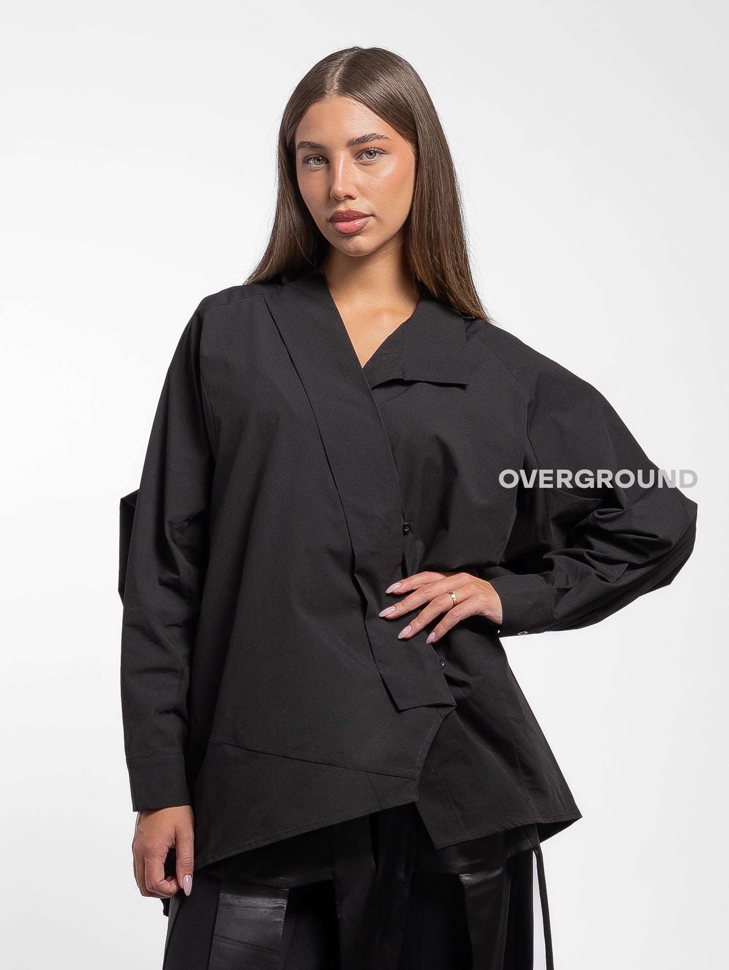 CAMICIA LARGA ASIMMETRICA COLLO SCIALLATO - OVERGROUND STORE