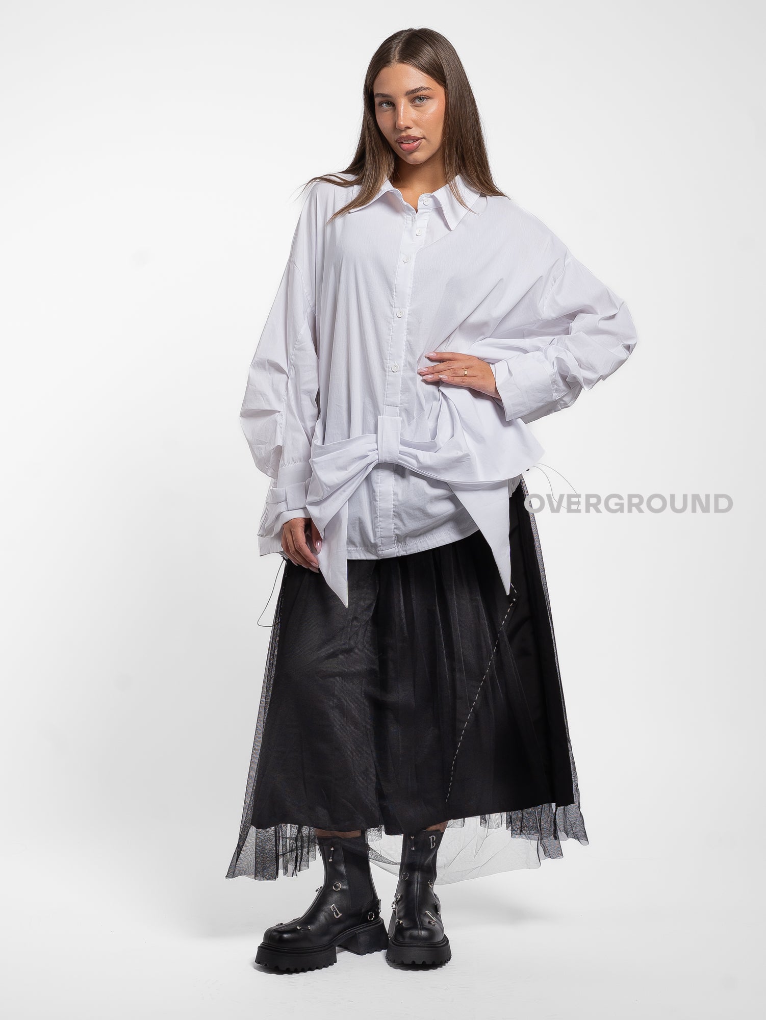 CAMICIA OVER CON RIPRESA A FIOCCO DAVANTI - OVERGROUND STORE