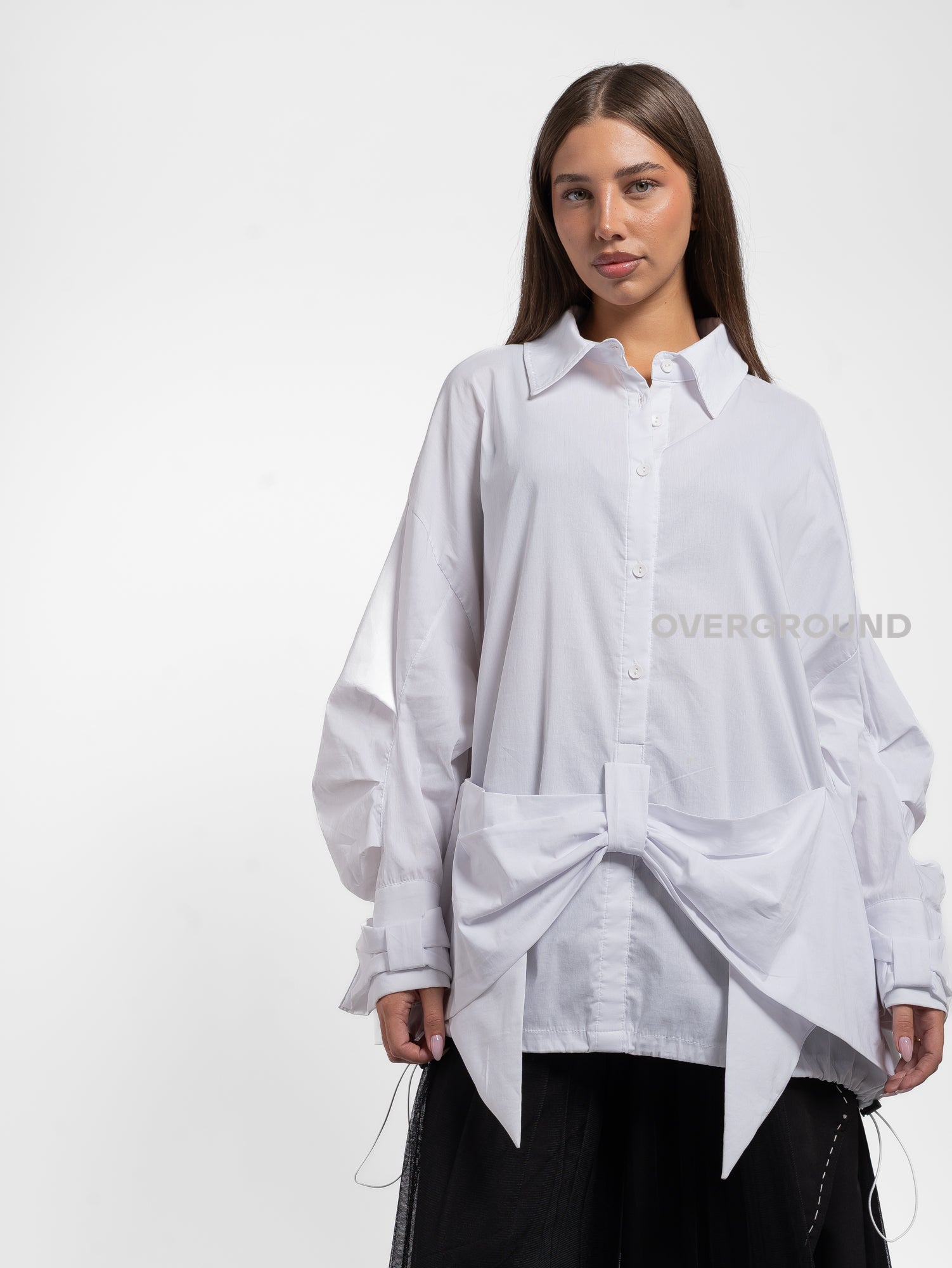 CAMICIA OVER CON RIPRESA A FIOCCO DAVANTI - OVERGROUND STORE