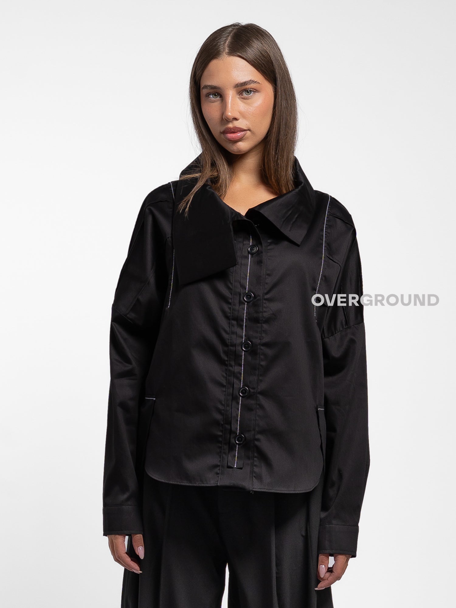 CAMICIA OVER LARGA COLLO A BARCA - OVERGROUND STORE