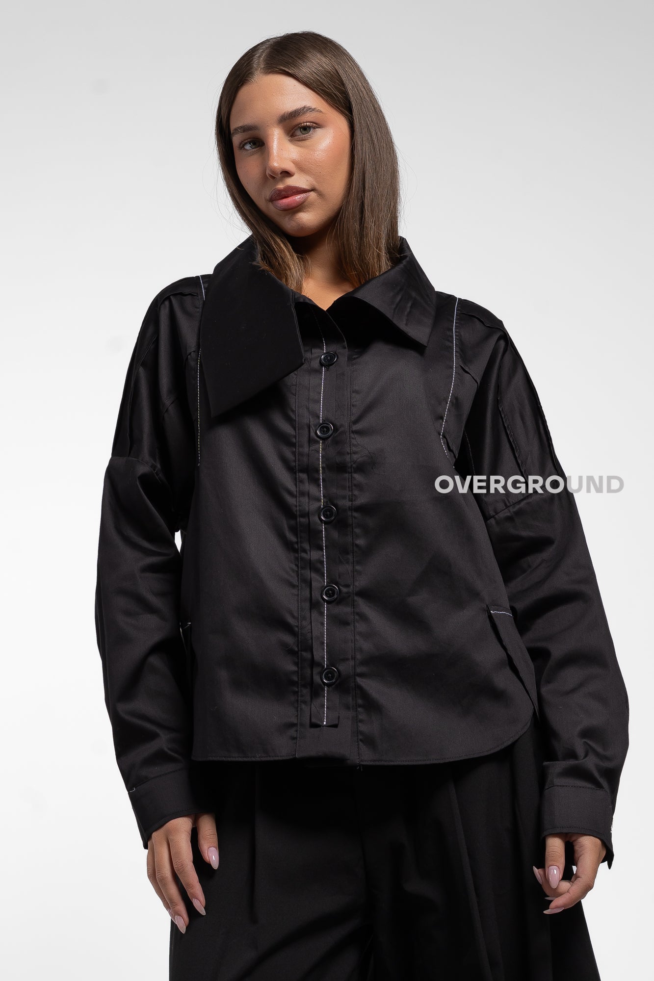 CAMICIA OVER LARGA COLLO A BARCA - OVERGROUND STORE