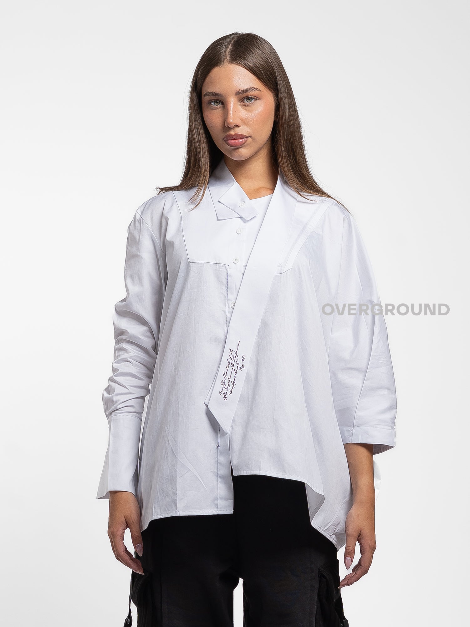 CAMICIA OVER ASIMMETRICA CON CRAVATTA - OVERGROUND STORE