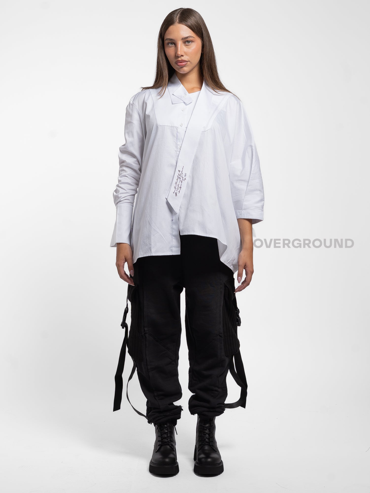 CAMICIA OVER ASIMMETRICA CON CRAVATTA - OVERGROUND STORE