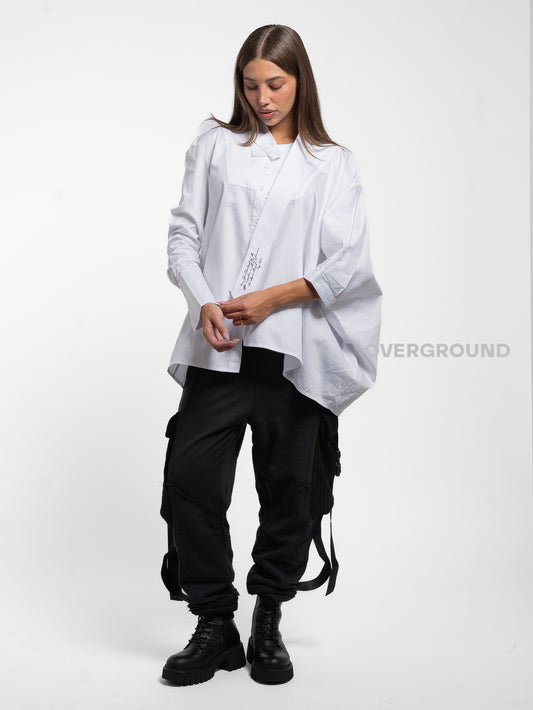CAMICIA OVER ASIMMETRICA CON CRAVATTA - OVERGROUND STORE