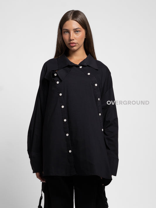 CAMICIA OVER CON ABBOTTONATURA ASIMMETRICA - OVERGROUND STORE