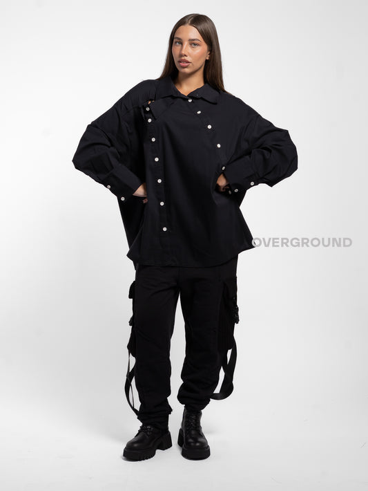 CAMICIA OVER CON ABBOTTONATURA ASIMMETRICA - OVERGROUND STORE