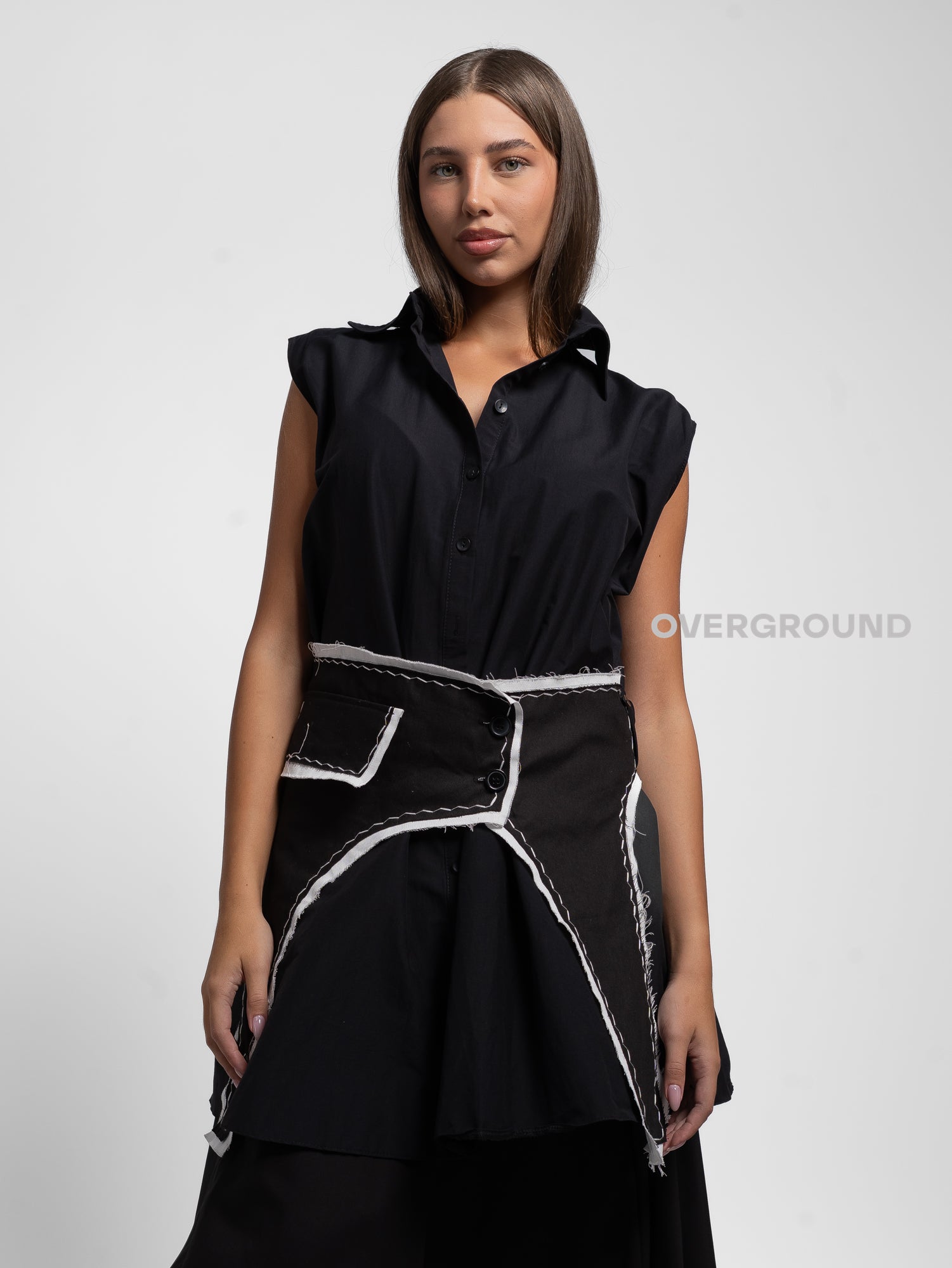 CAMICIA OVER SMANICATA CON BALZA AGGANCIATA - OVERGROUND STORE