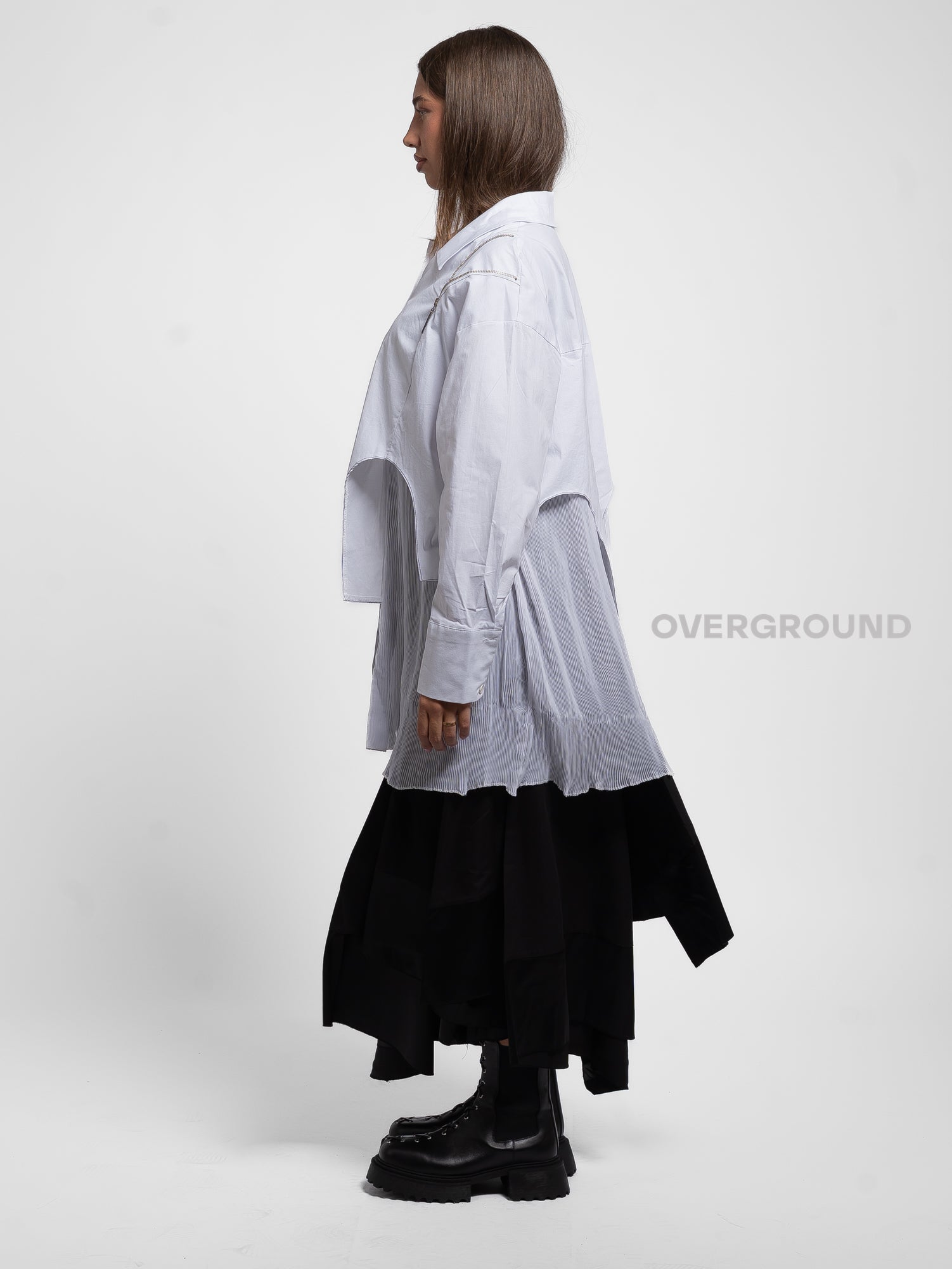 CAMICIA OVER CON CERNIERE E PIEGHE DAVANTI - OVERGROUND STORE