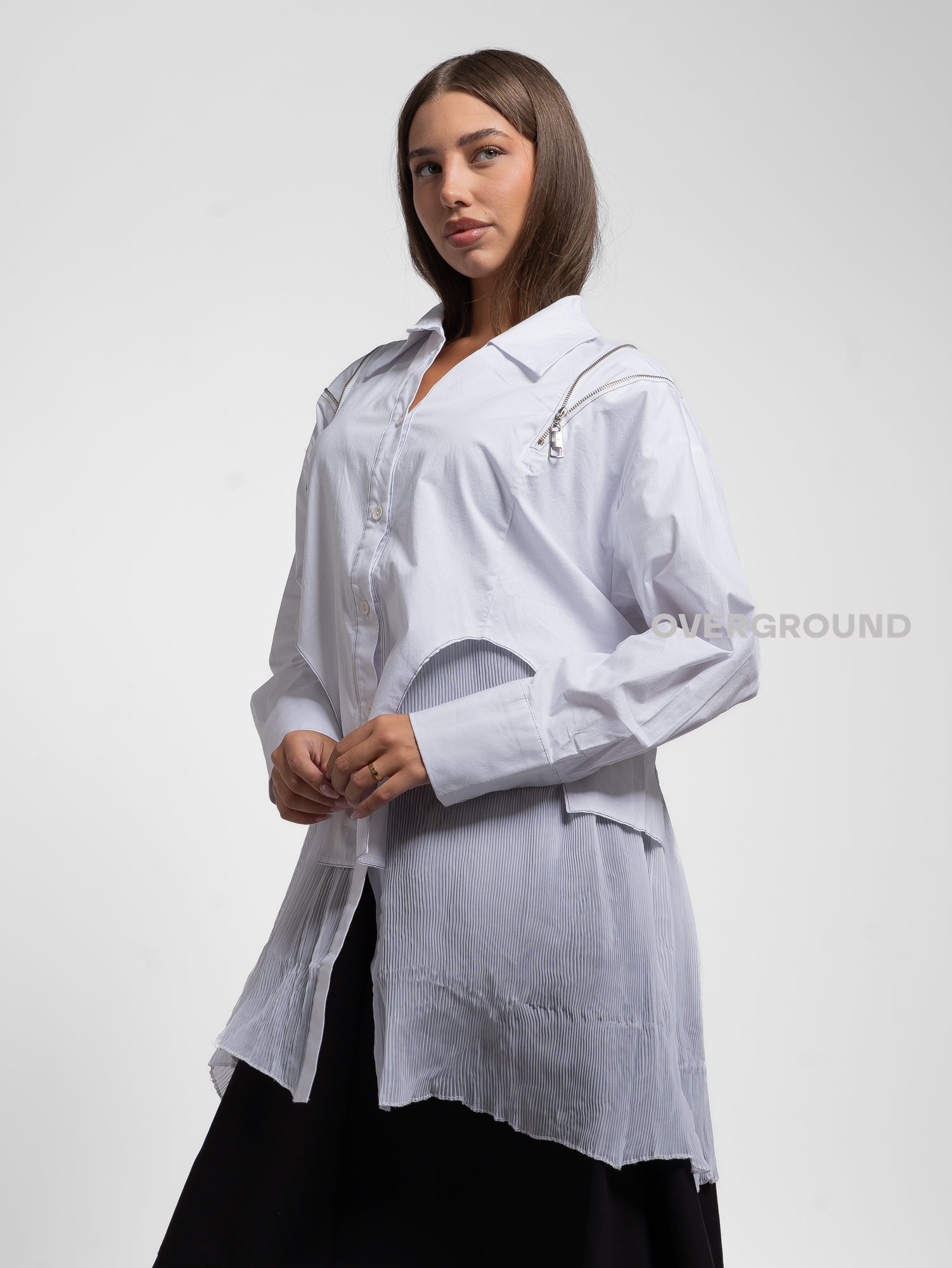CAMICIA OVER CON CERNIERE E PIEGHE DAVANTI - OVERGROUND STORE