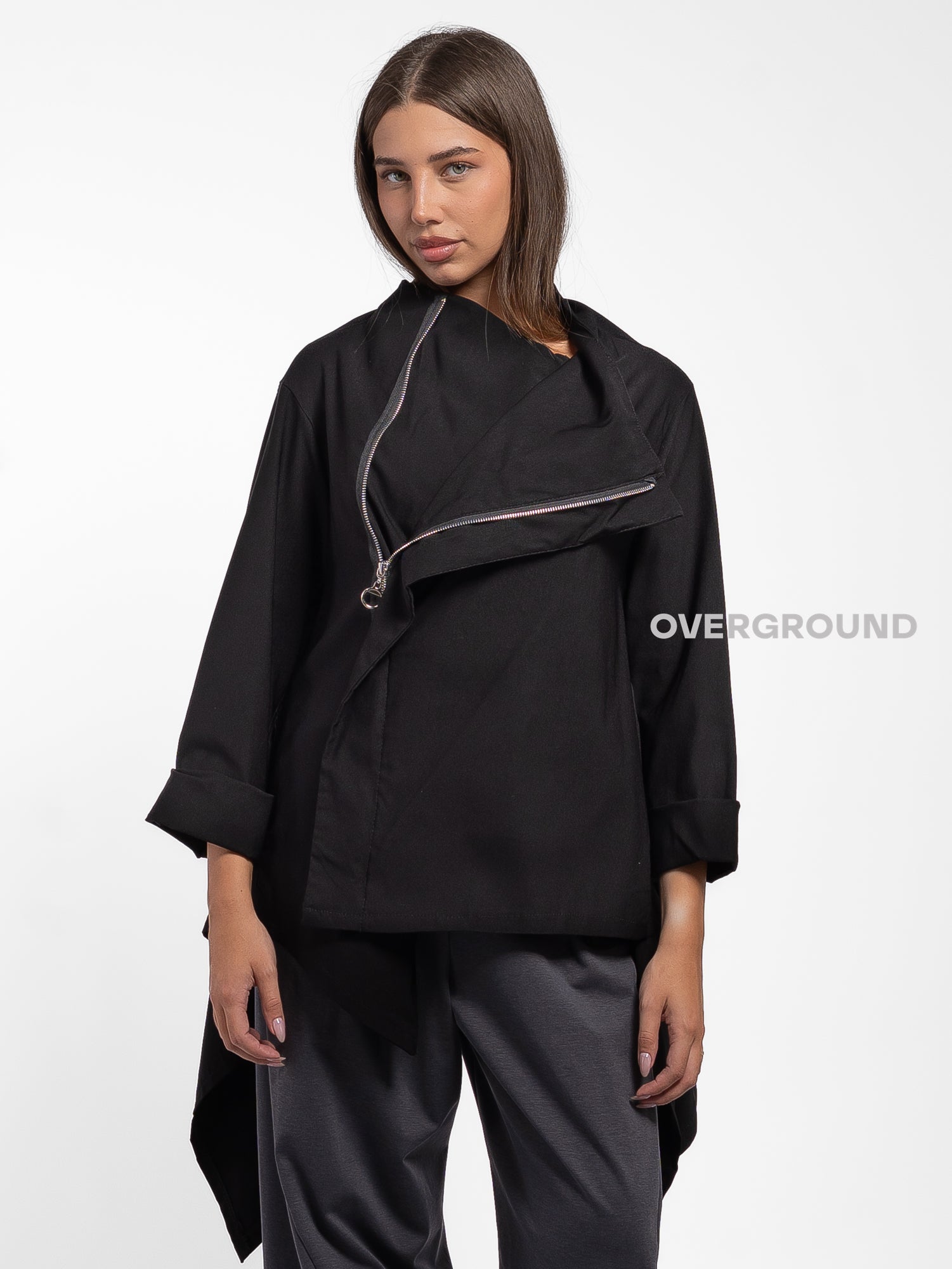 GIACCA SPOLVERINO ASIMMETRICA CON CERNIERA - OVERGROUND STORE