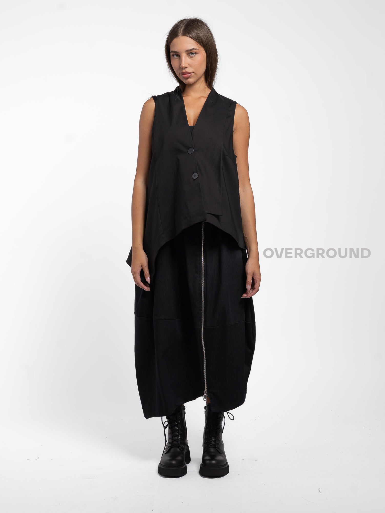 GILET OVER ASIMMETRICO CON PIEGA DAVANTI - OVERGROUND STORE