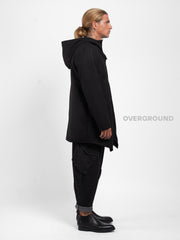 Giaccone asimmetrico con cappuccio e cerniera e bottoni - OVERGROUND STORE