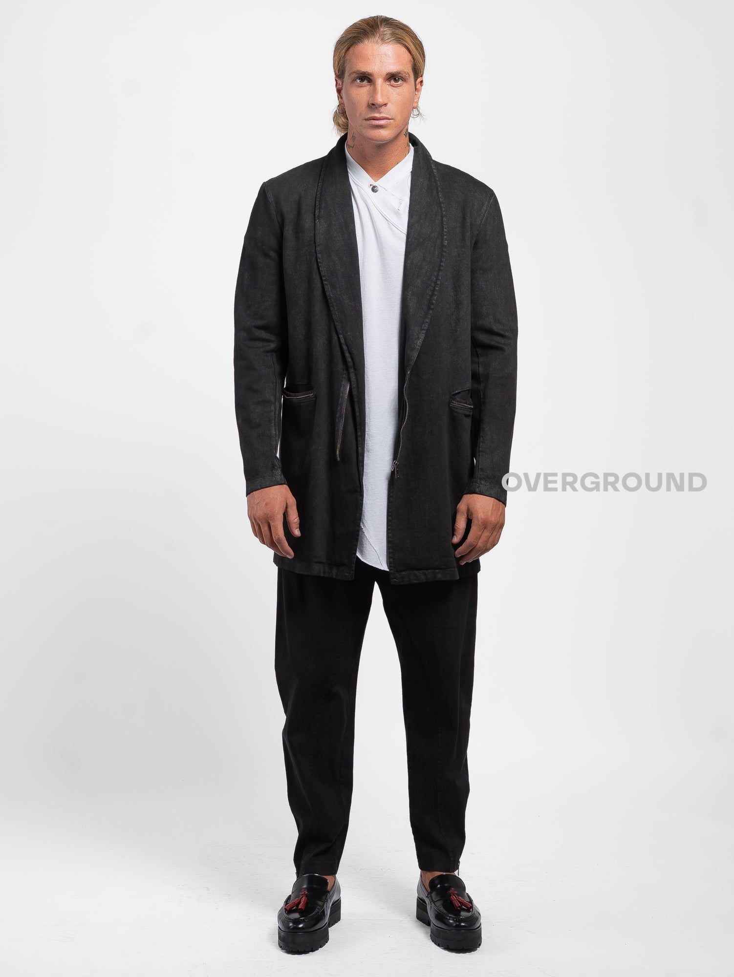 Giacca sciallata con cerniera e tasche davanti - OVERGROUND STORE