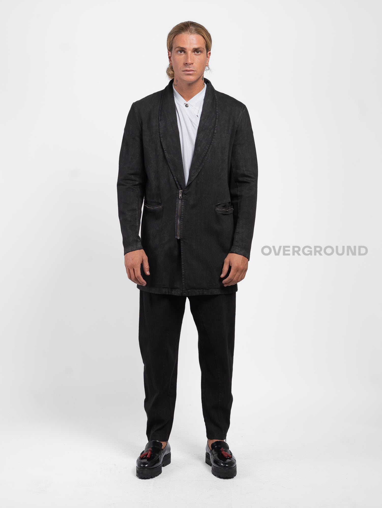 Giacca sciallata con cerniera e tasche davanti - OVERGROUND STORE