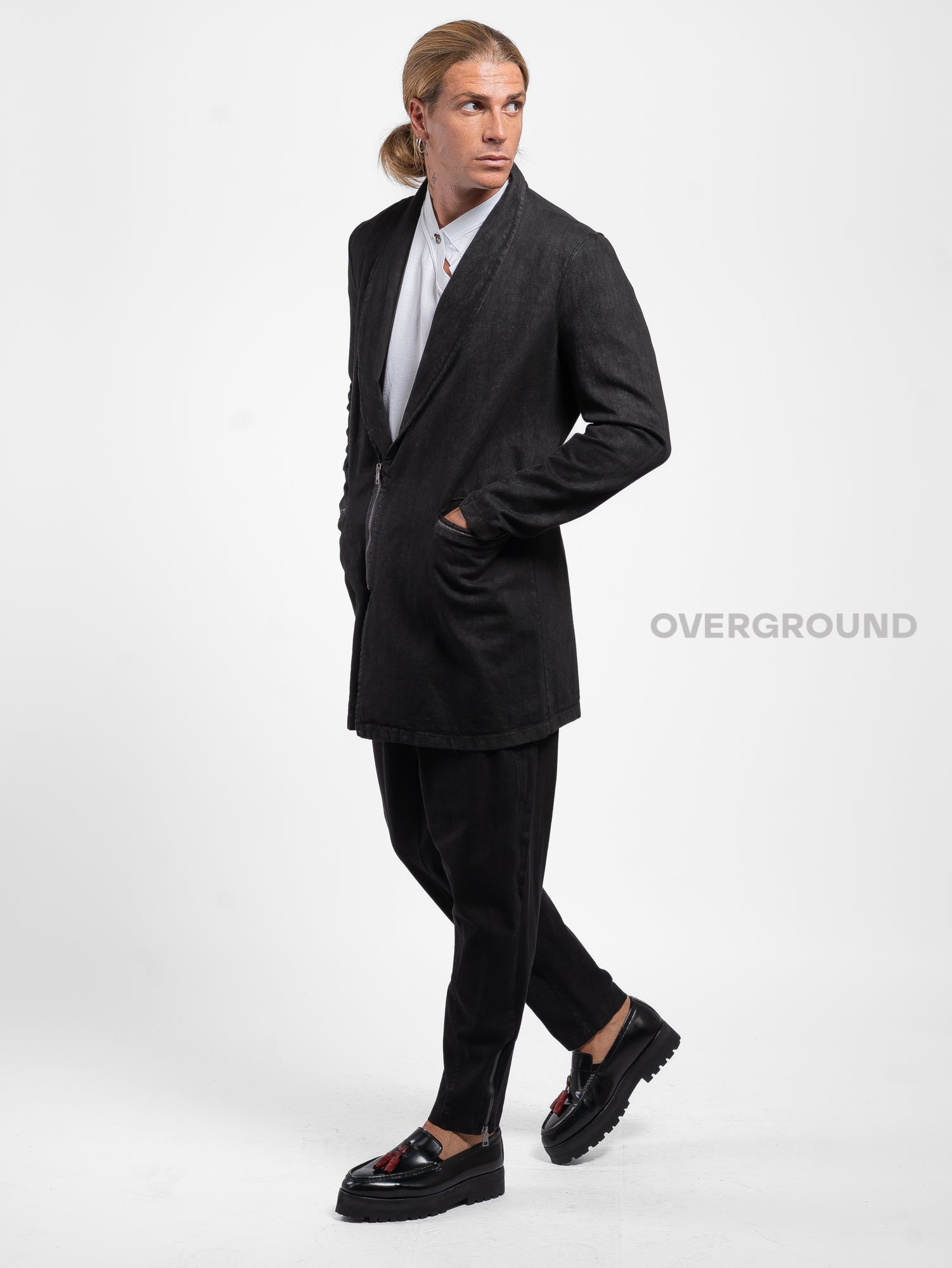 Giacca sciallata con cerniera e tasche davanti - OVERGROUND STORE