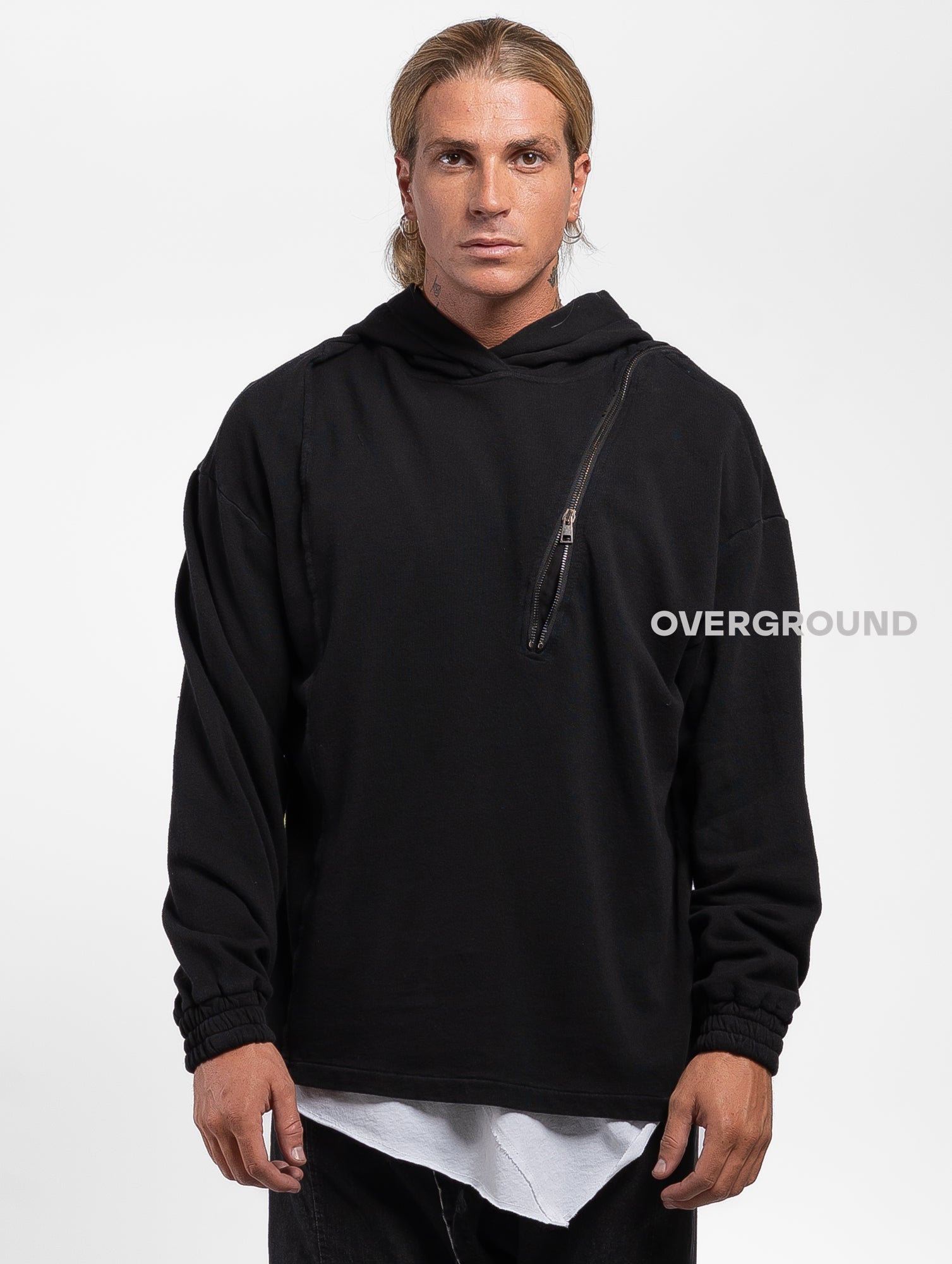 FELPA CON CERNIERA DAVANTI E CAPPUCCIO - OVERGROUND STORE