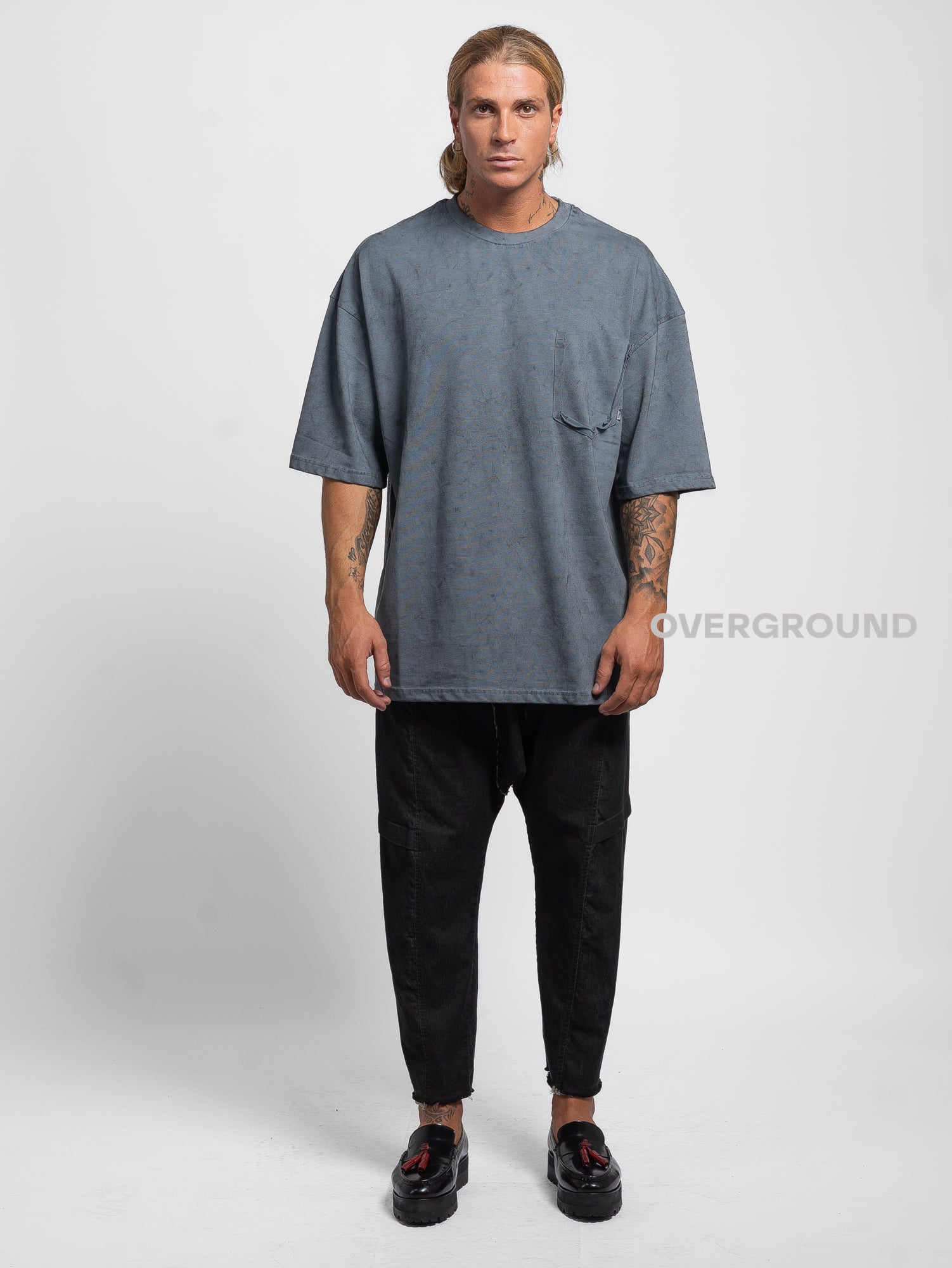 T- SHIRT OVER CON MANICHE LARGHE TESSUTO MESCIATO - OVERGROUND STORE