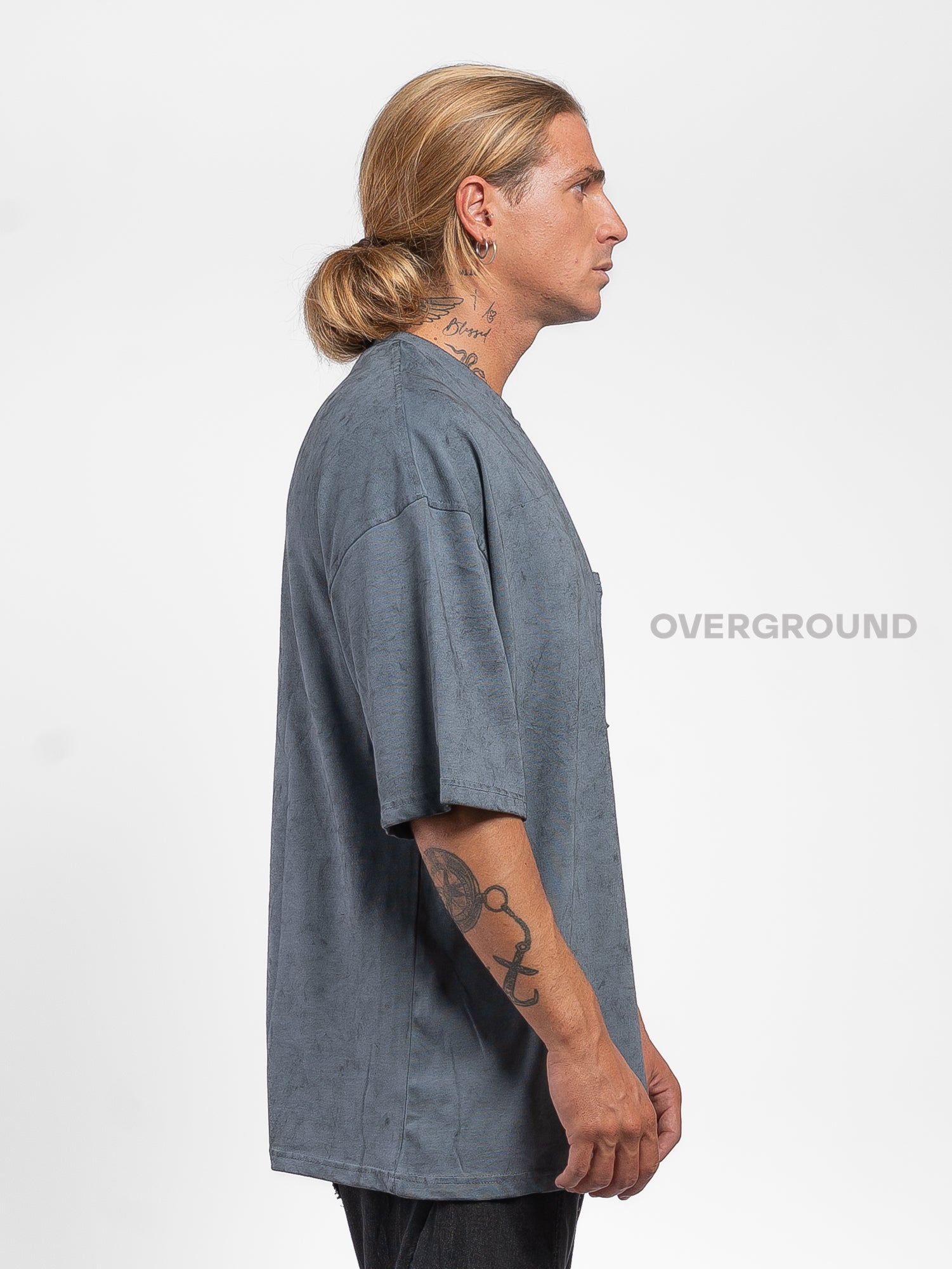 T- SHIRT OVER CON MANICHE LARGHE TESSUTO MESCIATO - OVERGROUND STORE