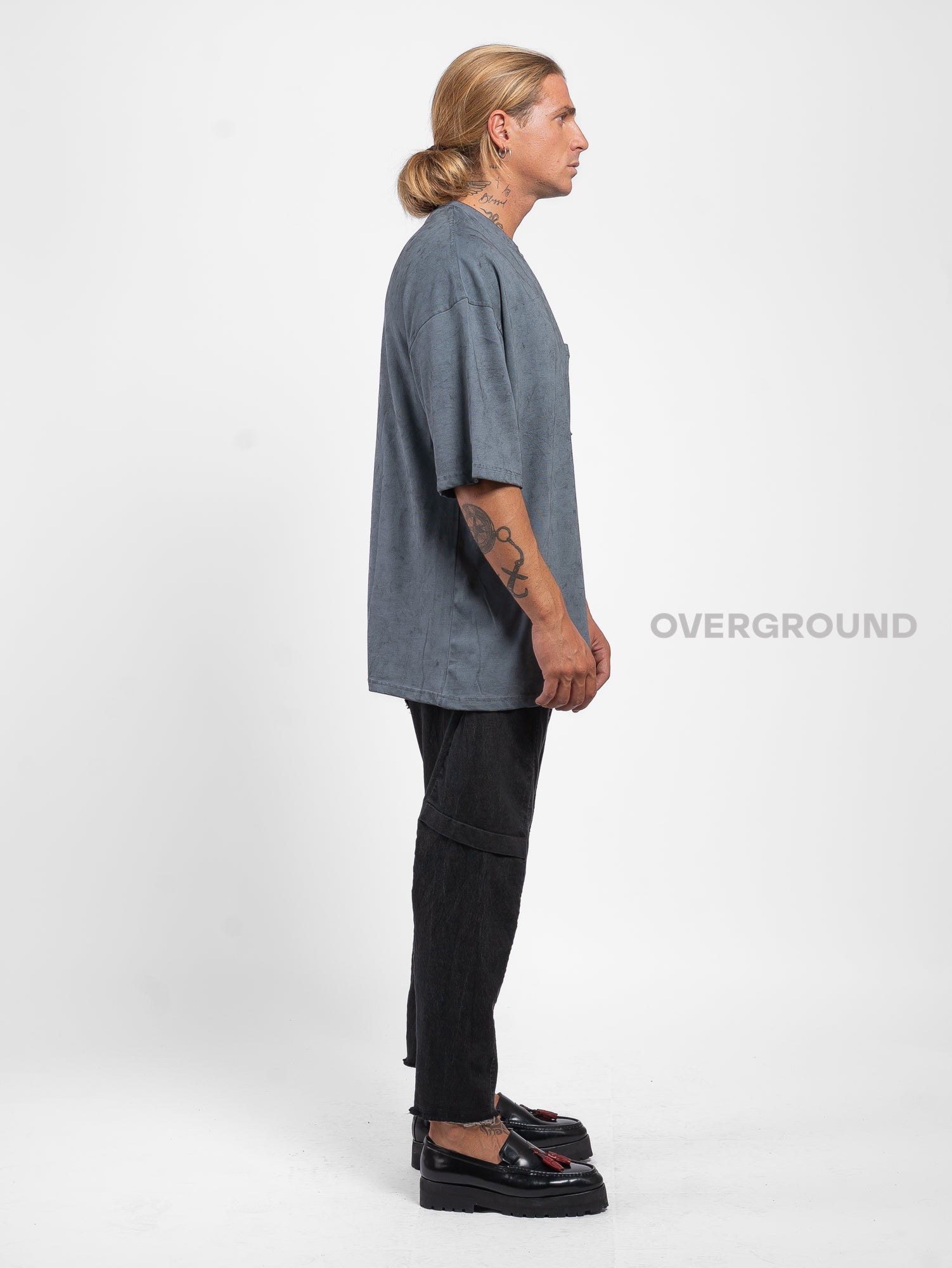 T- SHIRT OVER CON MANICHE LARGHE TESSUTO MESCIATO - OVERGROUND STORE