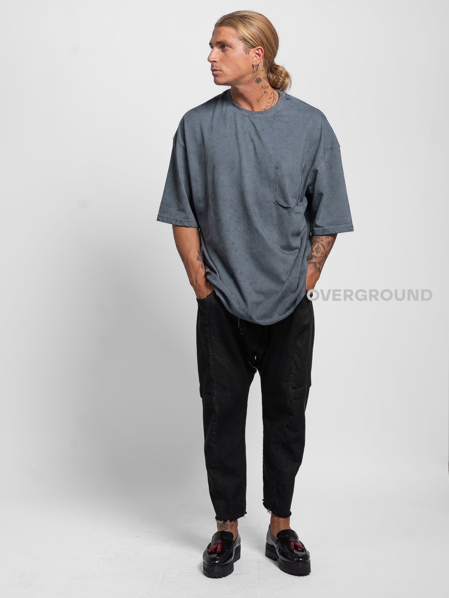 T- SHIRT OVER CON MANICHE LARGHE TESSUTO MESCIATO - OVERGROUND STORE