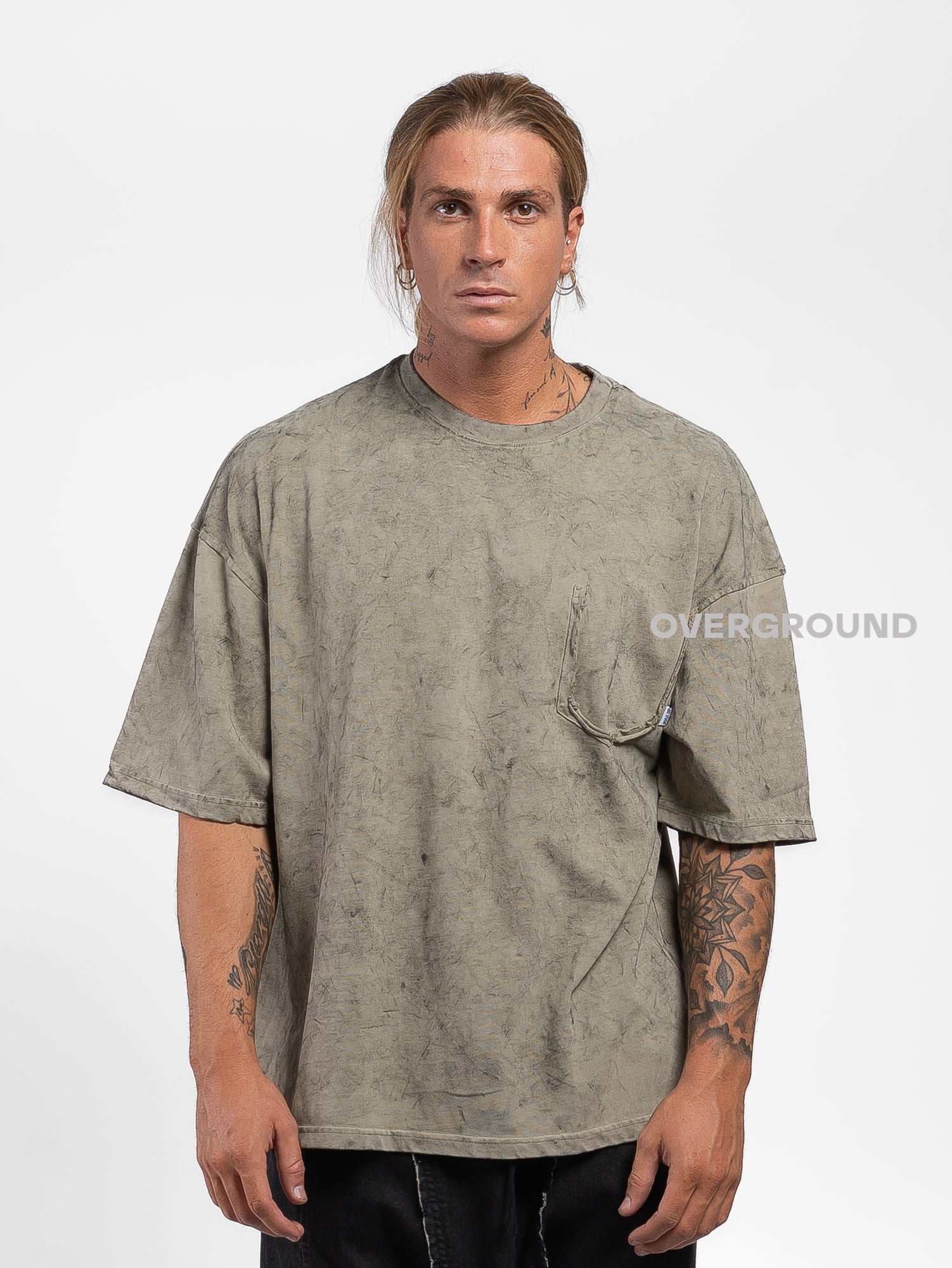 T- SHIRT OVER CON MANICHE LARGHE TESSUTO MESCIATO - OVERGROUND STORE