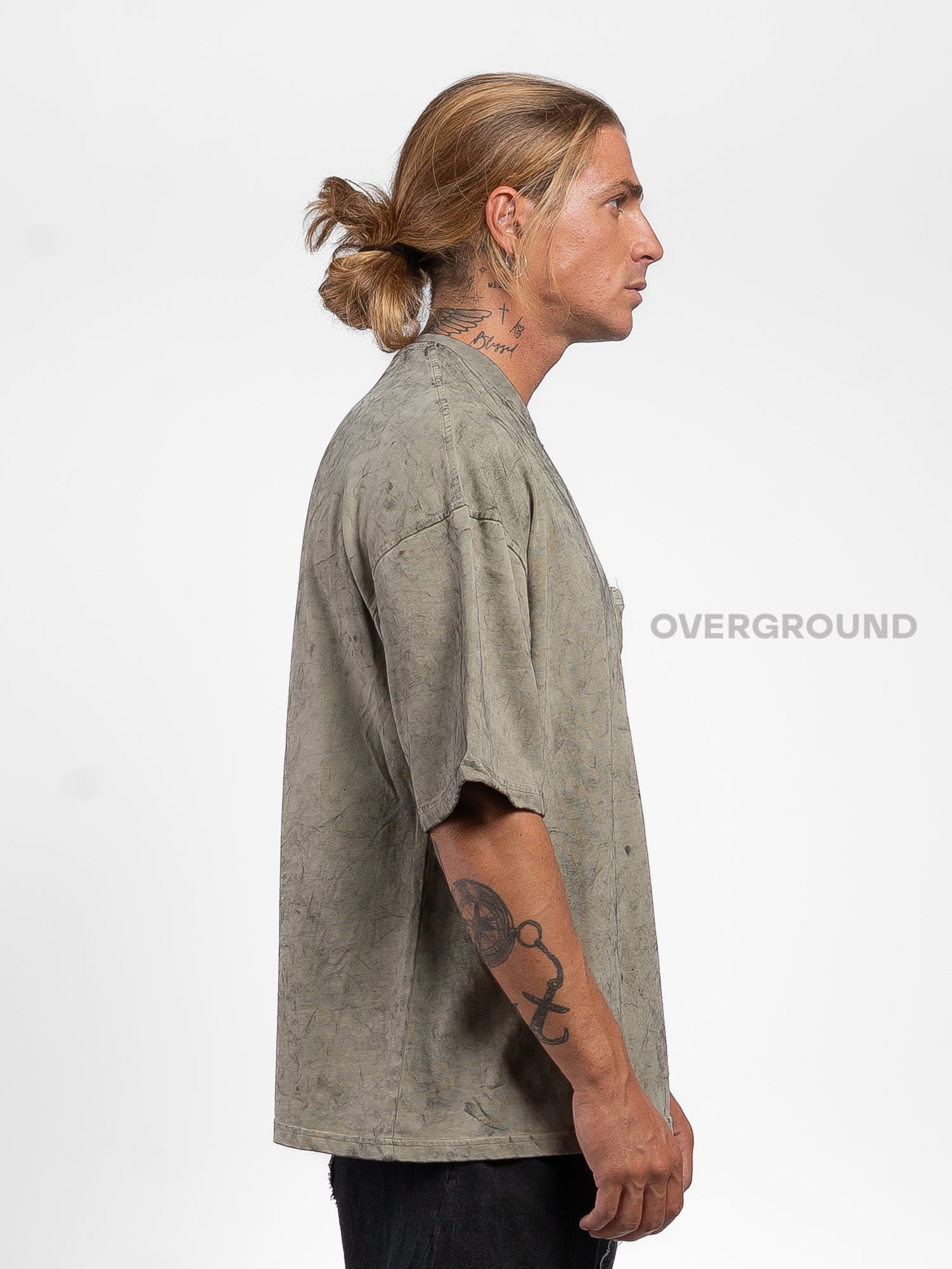 T- SHIRT OVER CON MANICHE LARGHE TESSUTO MESCIATO - OVERGROUND STORE