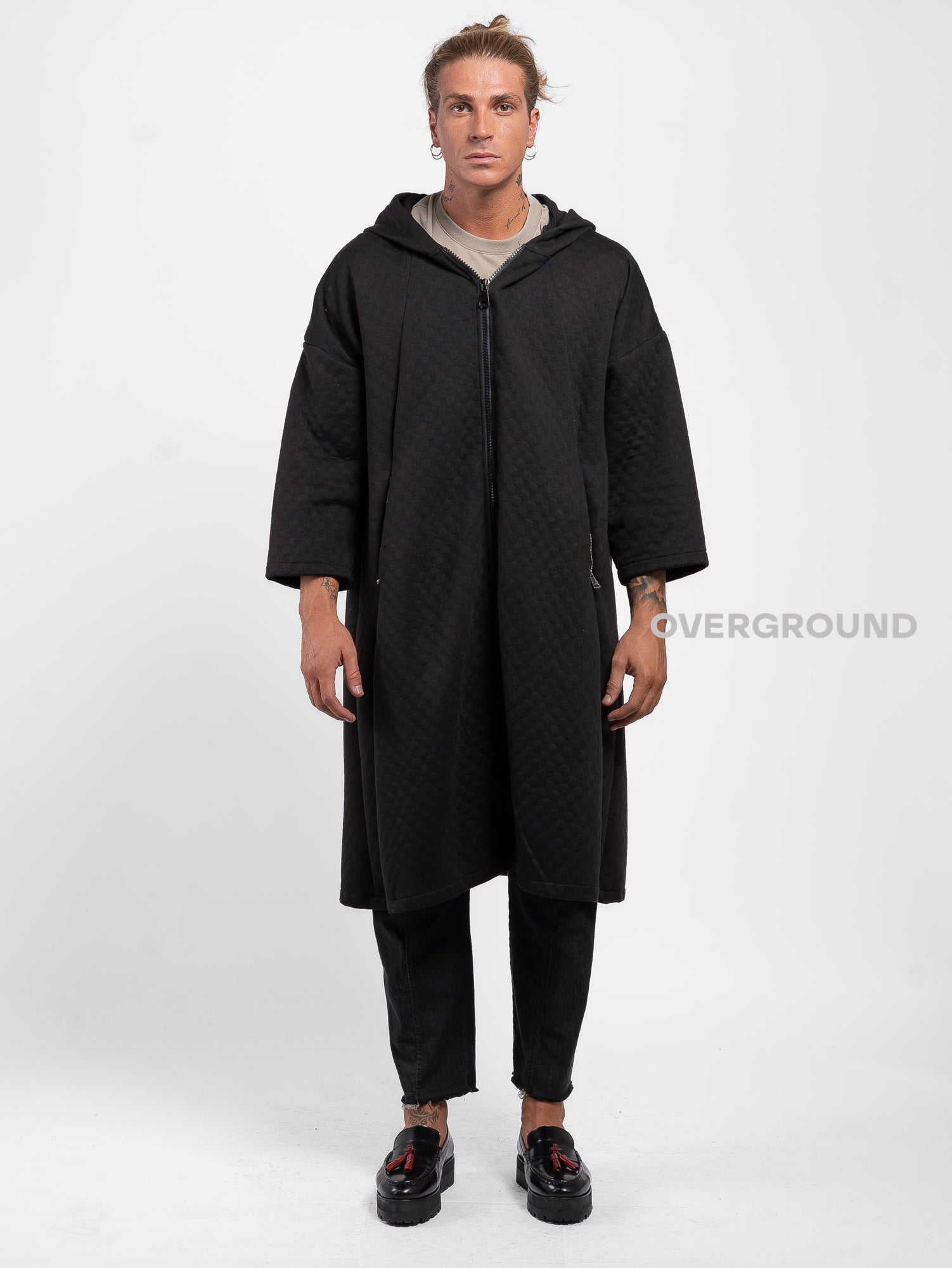 Felpa lunga con cappuccio e cerniera a chiuedere - OVERGROUND STORE