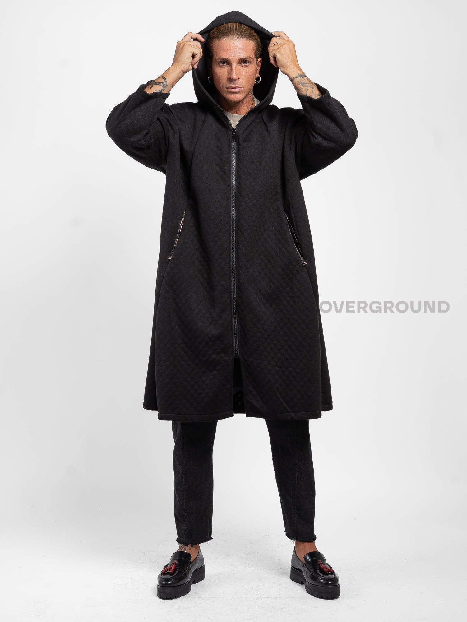 Felpa lunga con cappuccio e cerniera a chiuedere - OVERGROUND STORE