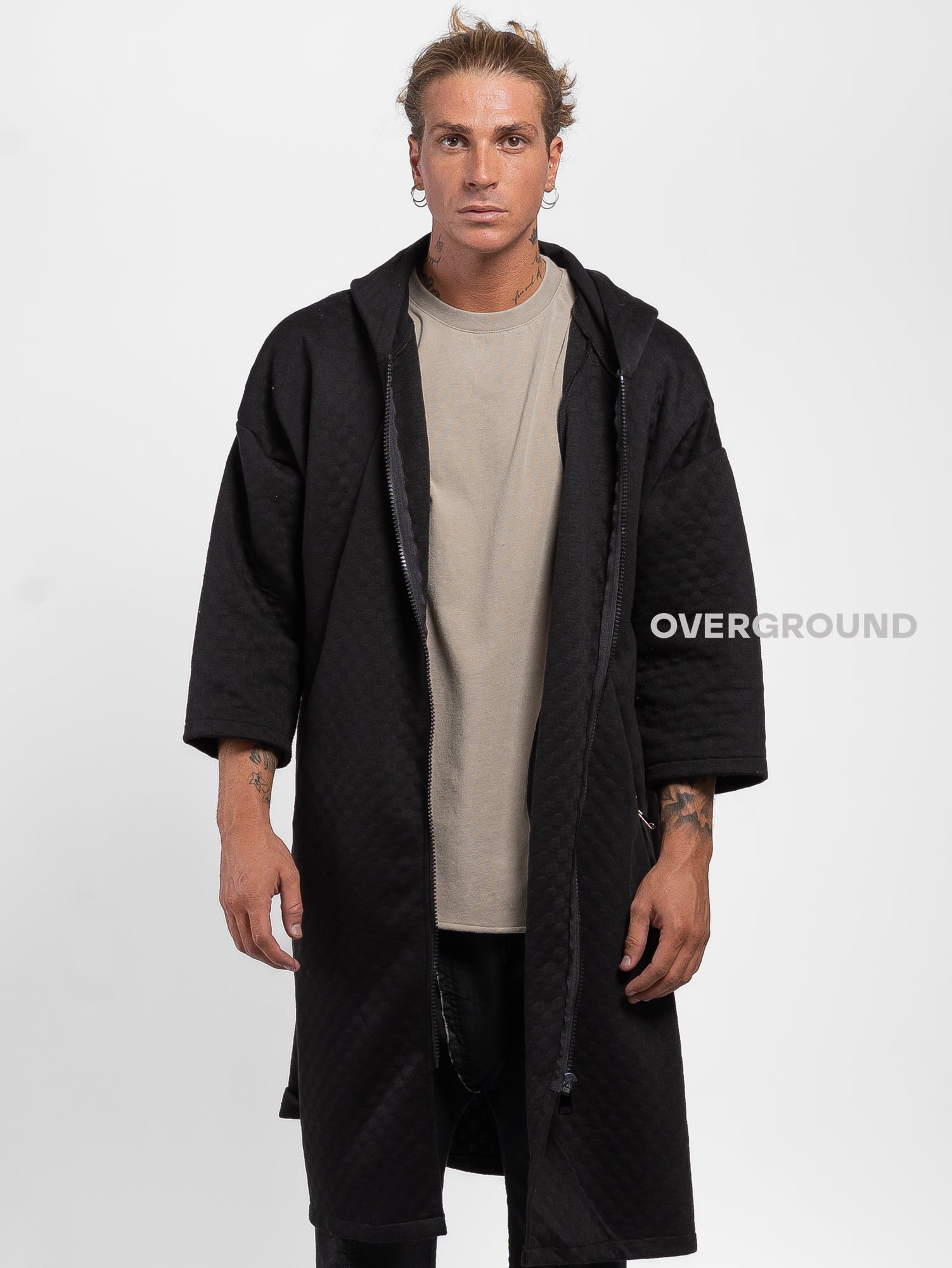 Felpa lunga con cappuccio e cerniera a chiuedere - OVERGROUND STORE