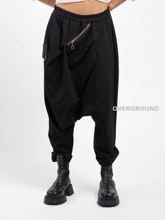 PANTALONE CAVALLO BASSO CON CERNIERA E GANCIO