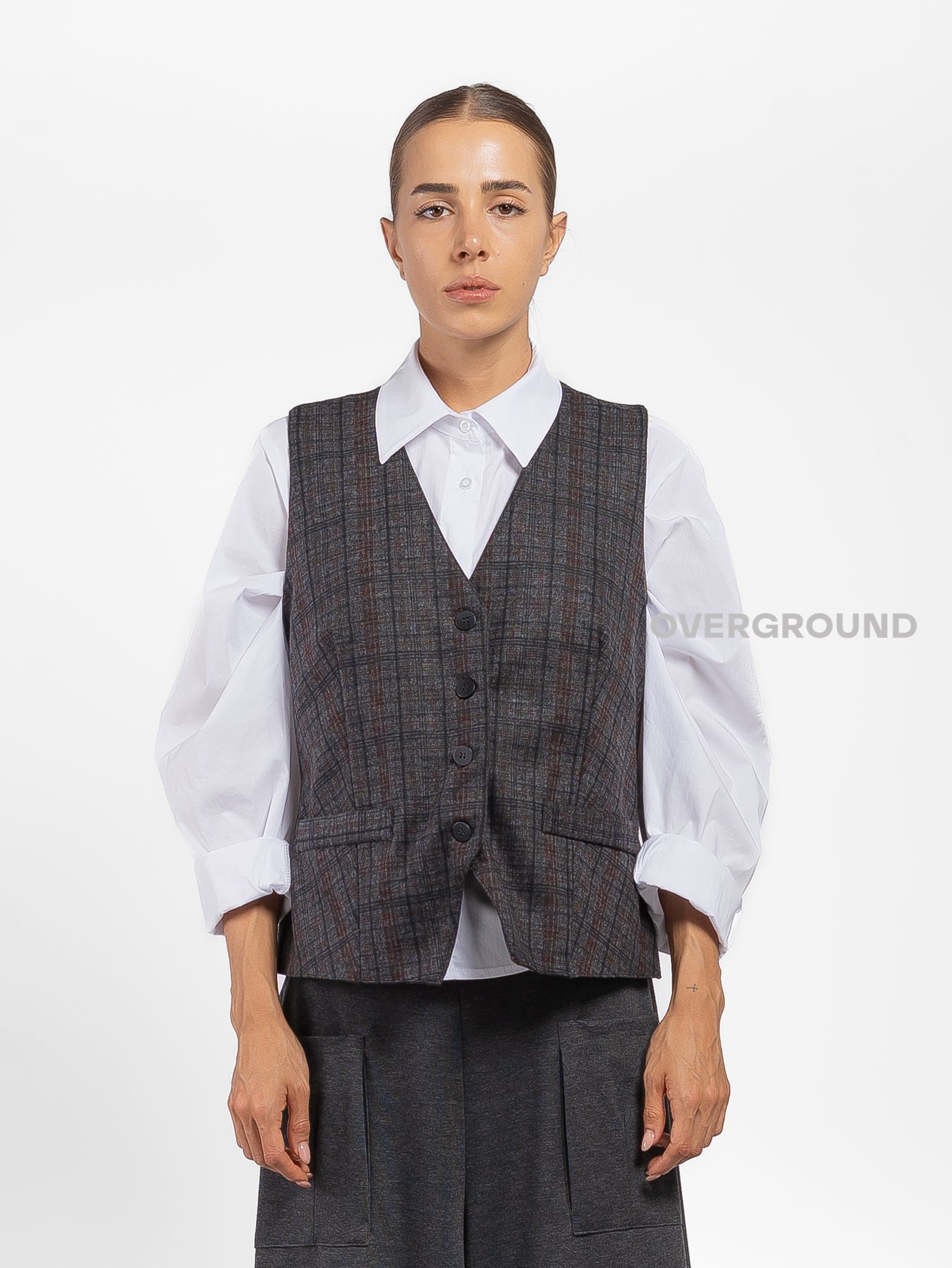 GILET IN FANTASIA A QUADRI - OVERGROUND STORE