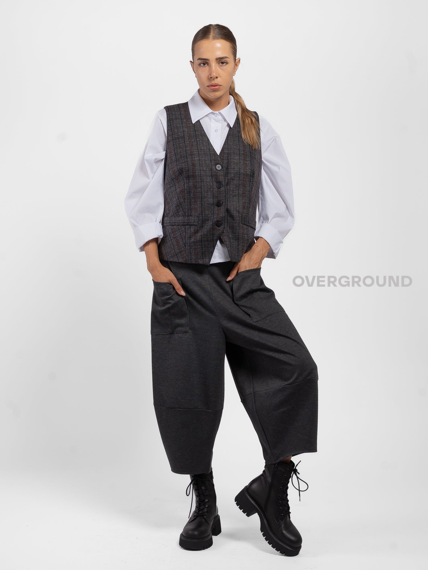 GILET IN FANTASIA A QUADRI - OVERGROUND STORE