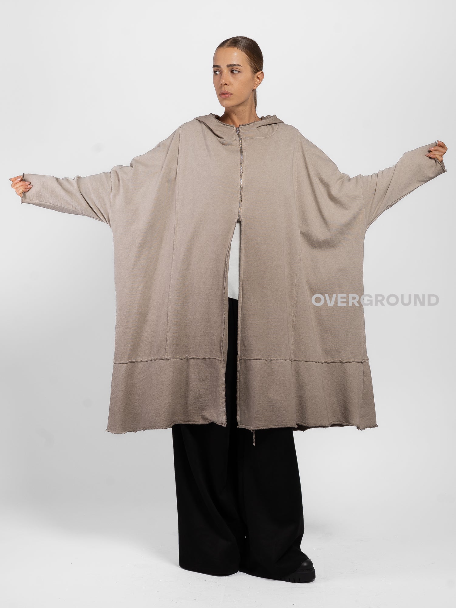 FELPA SPOLVERINO CON CERNIERA E CAPPUCCIO - OVERGROUND STORE