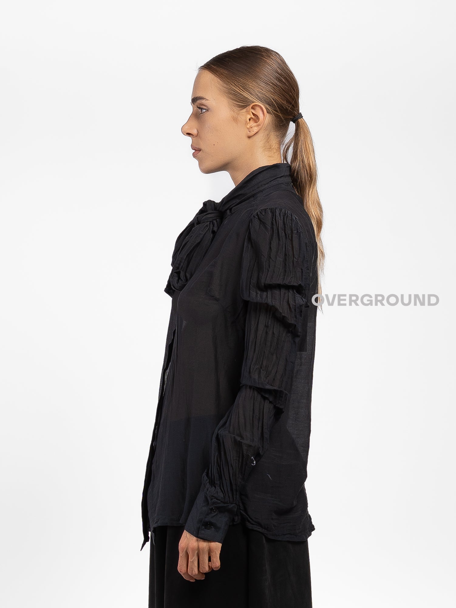 CAMICIA COLLO COREANA CON CHIUSURA ANNODATA - OVERGROUND STORE