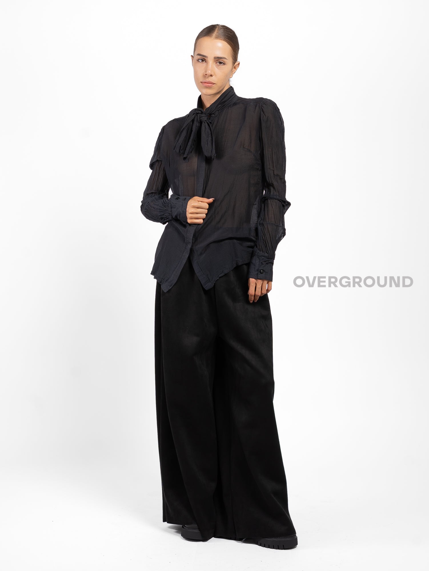 CAMICIA COLLO COREANA CON CHIUSURA ANNODATA - OVERGROUND STORE